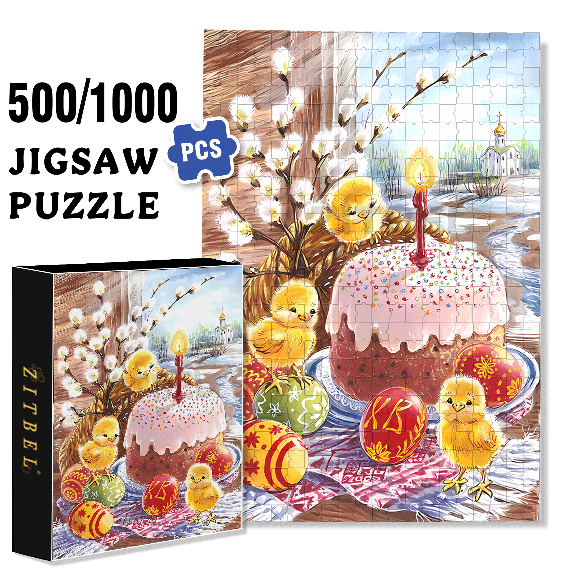 Happy Birthday, Little Chicken! 500pcs/1000pcs Jigsaw Puzzle, Scratch-Resistant, Interactive Family Game & Brain-Boosting DIY Decor, Perfect for Halloween, Christmas & New Year Gifts, Family Puzzle Game