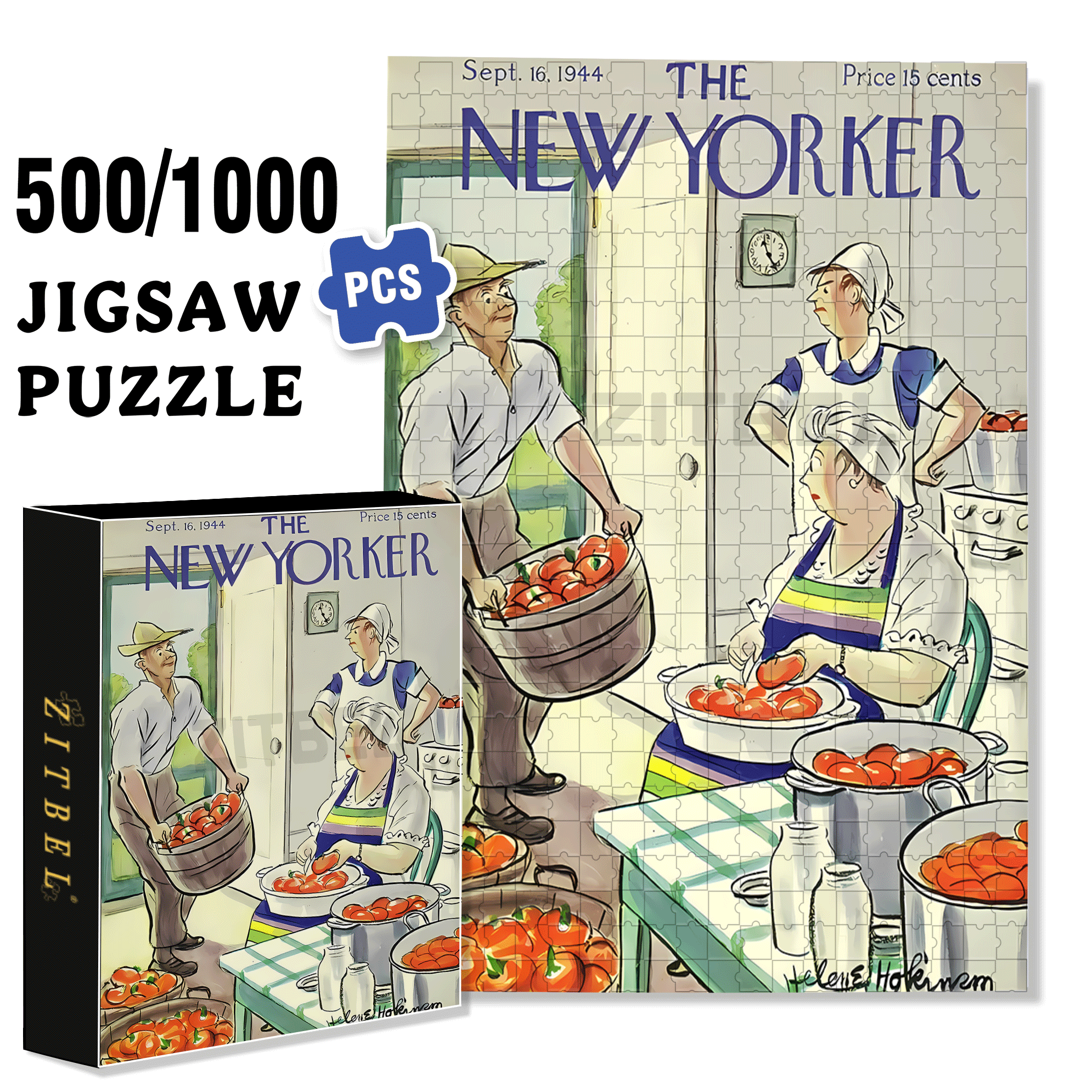 It's All Tomatoes 500pcs/1000pcs Jigsaw Puzzle, Scratch-Resistant, Interactive Family Game & Brain-Boosting DIY Decor, Perfect for Halloween, Christmas & New Year Gifts, Family Puzzle Game