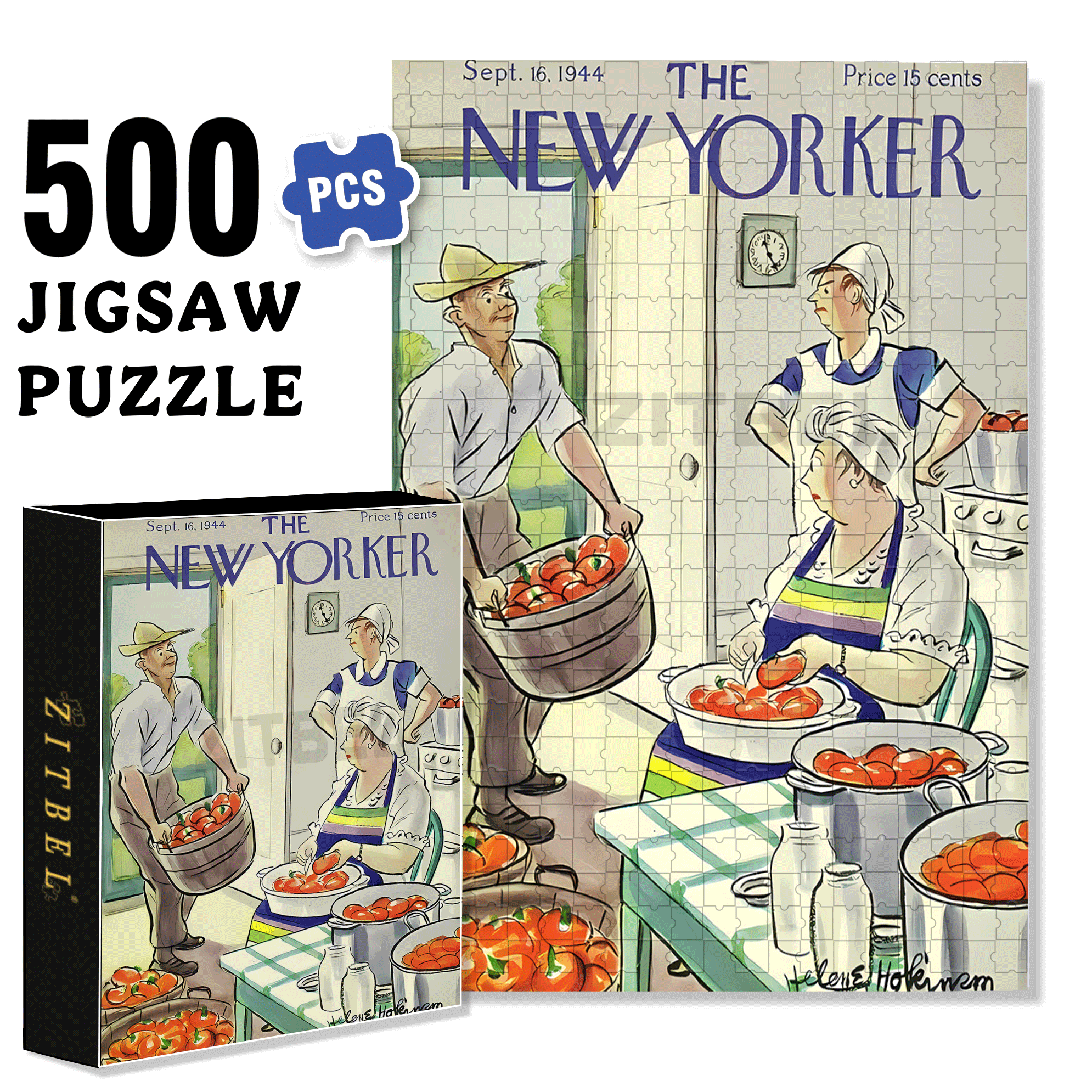 It's All Tomatoes 500pcs/1000pcs Jigsaw Puzzle, Scratch-Resistant, Interactive Family Game & Brain-Boosting DIY Decor, Perfect for Halloween, Christmas & New Year Gifts, Family Puzzle Game