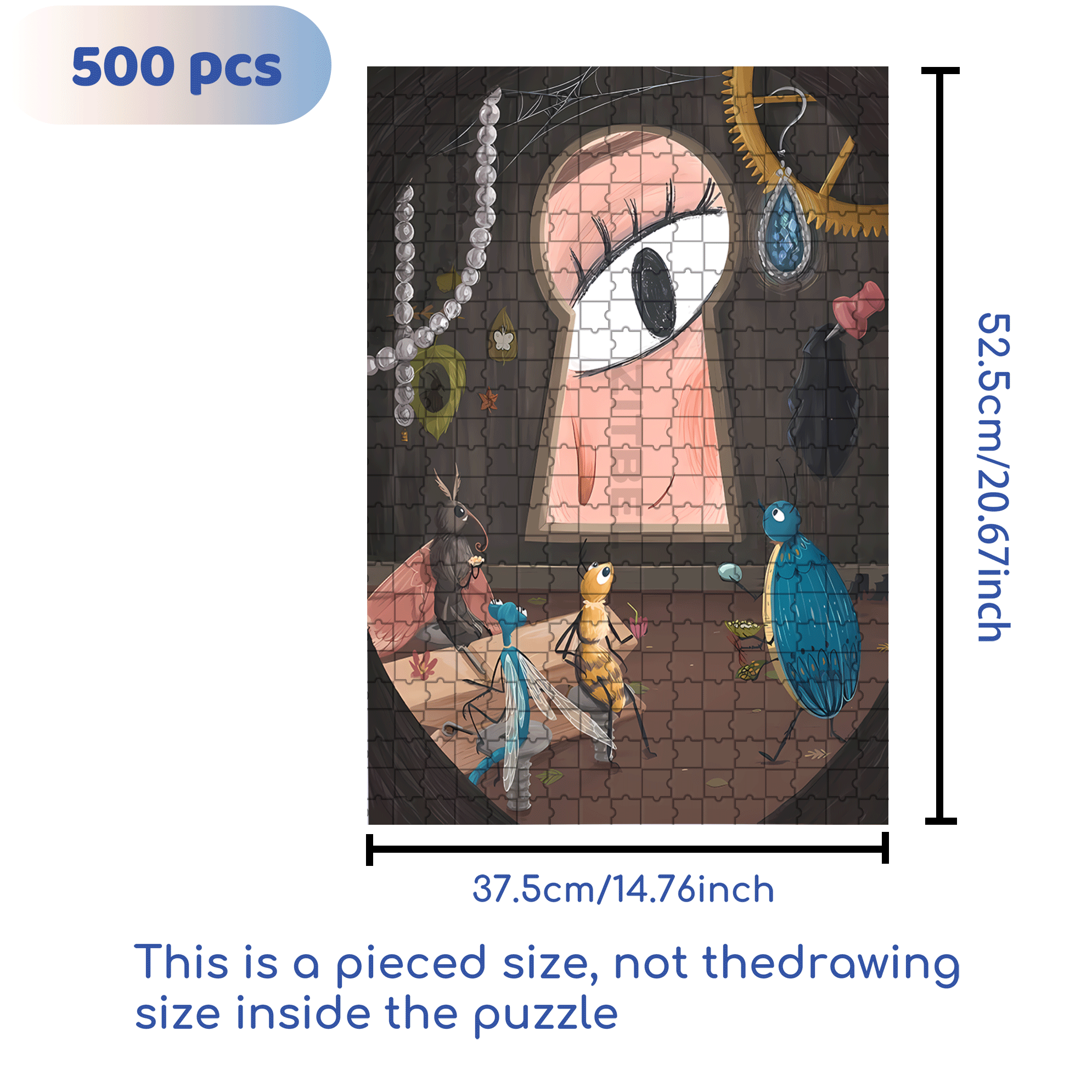 Keyhole 500pcs/1000pcs Jigsaw Puzzle, Scratch-Resistant, Interactive Family Game & Brain-Boosting DIY Decor, Perfect for Halloween, Christmas & New Year Gifts, Family Puzzle Game