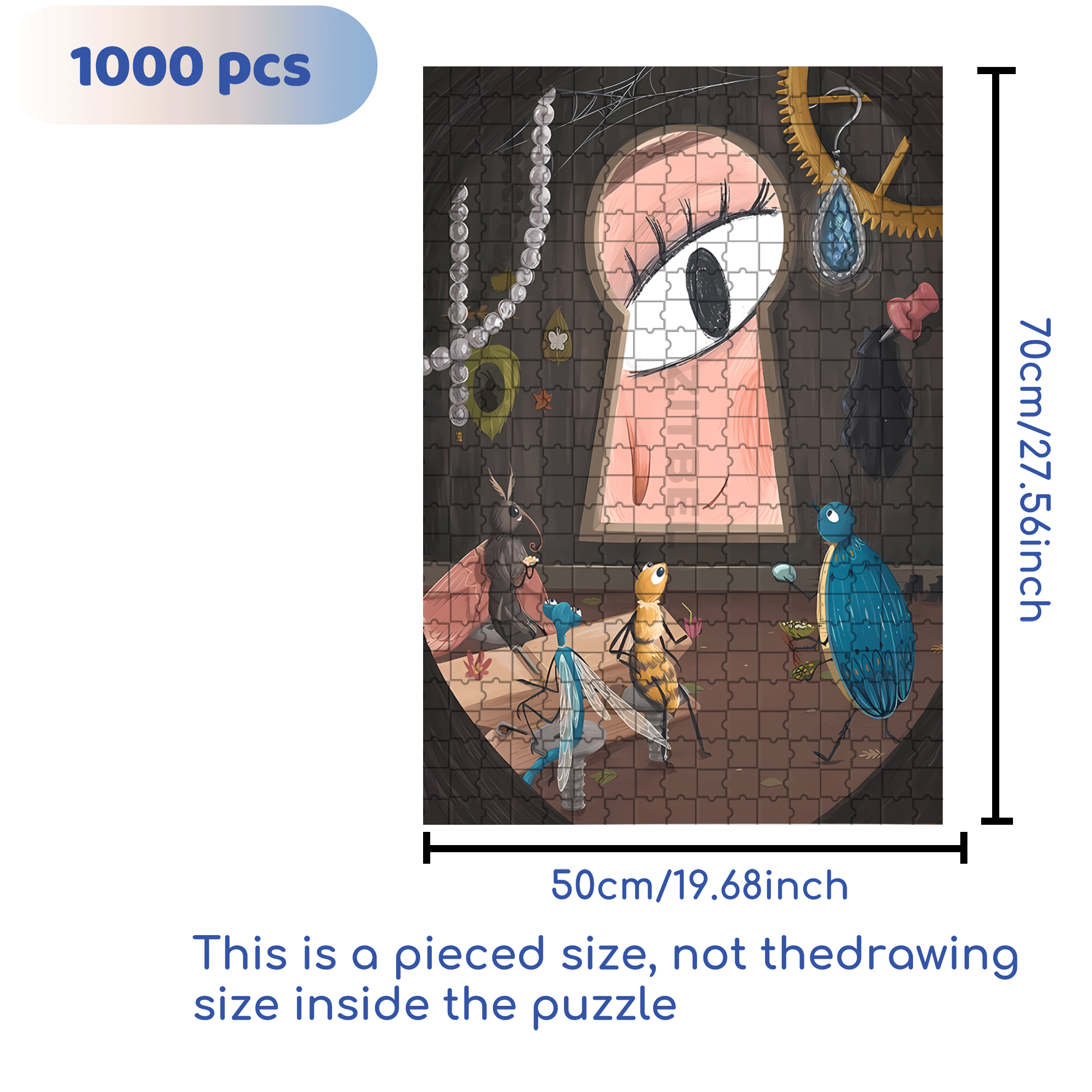 Keyhole 500pcs/1000pcs Jigsaw Puzzle, Scratch-Resistant, Interactive Family Game & Brain-Boosting DIY Decor, Perfect for Halloween, Christmas & New Year Gifts, Family Puzzle Game