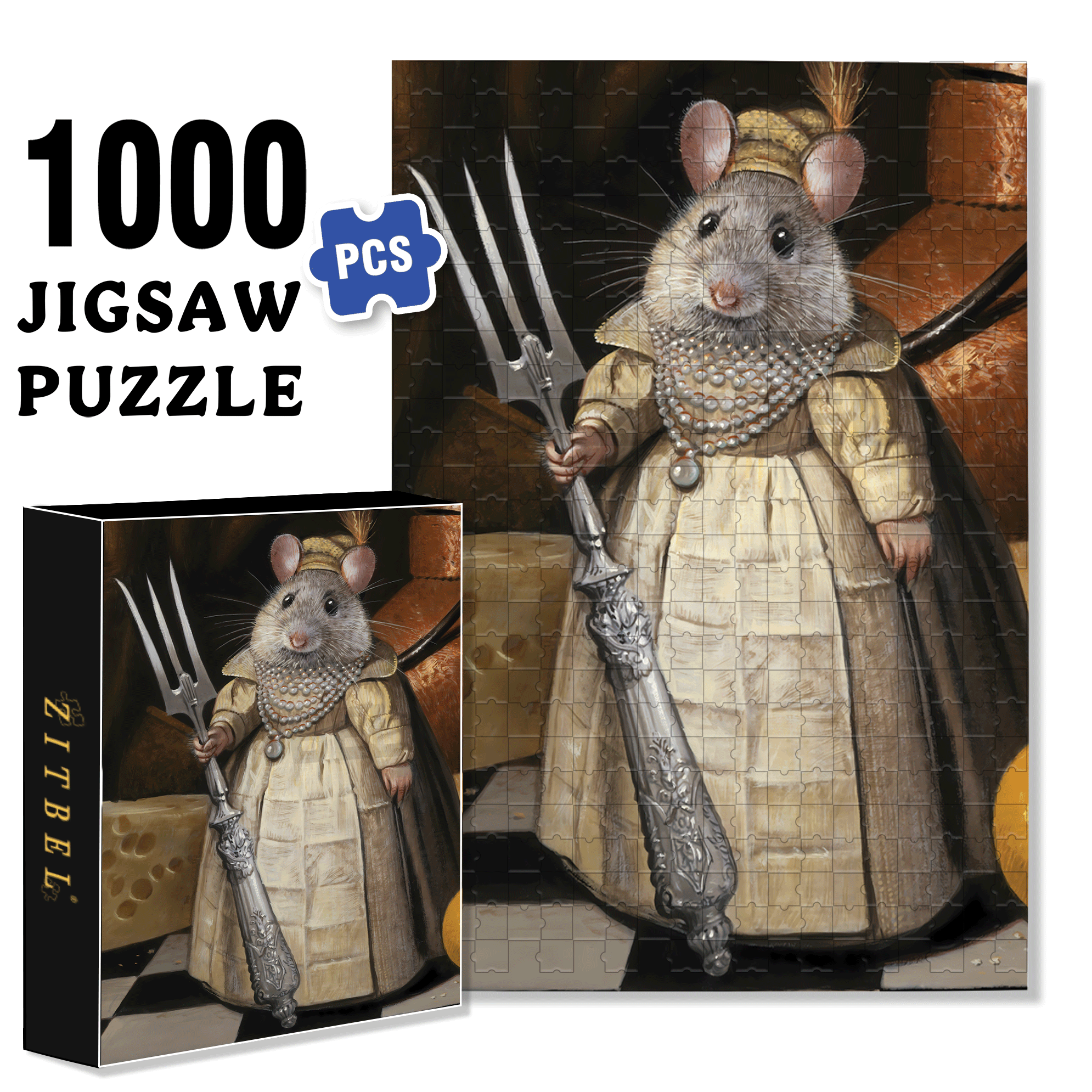 Lady Camembert 500pcs/1000pcs Jigsaw Puzzle, Scratch-Resistant, Interactive Family Game & Brain-Boosting DIY Decor, Perfect for Halloween, Christmas & New Year Gifts, Family Puzzle Game