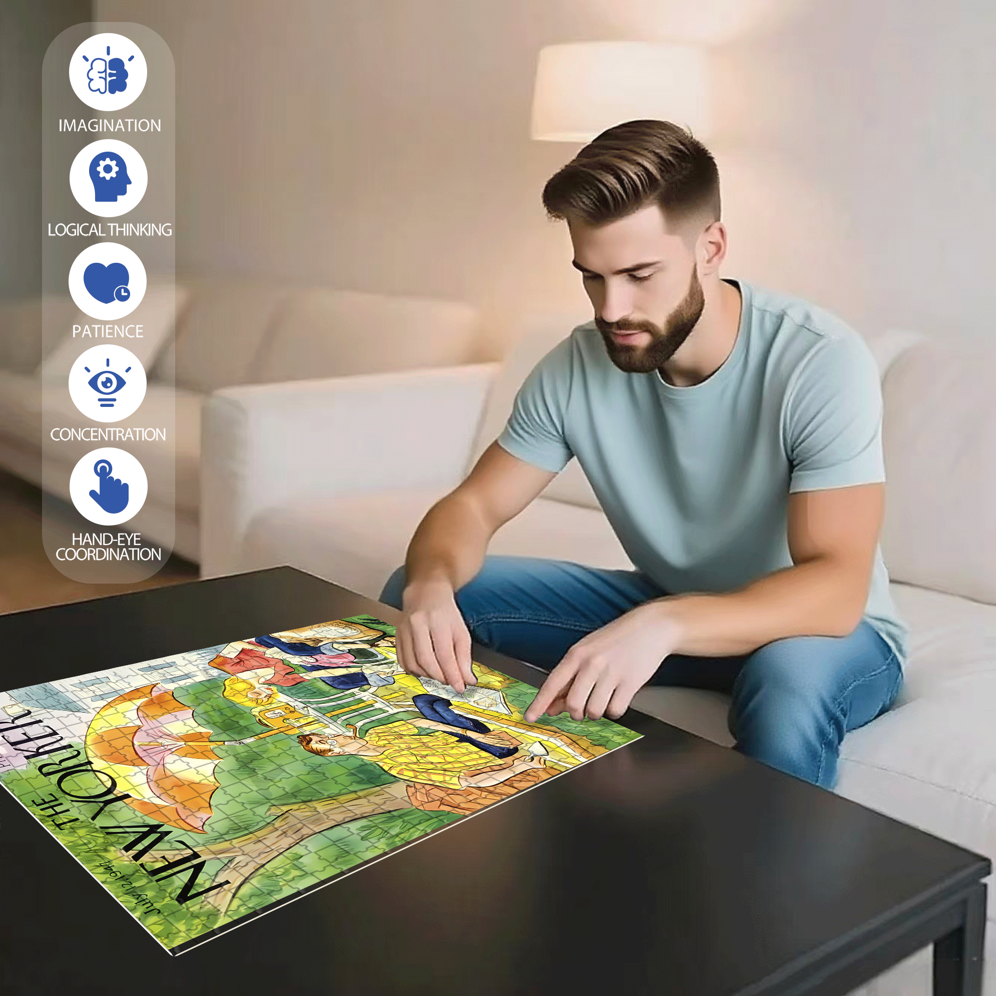 Learning The Tutorial 500pcs/1000pcs Jigsaw Puzzle, Scratch-Resistant, Interactive Family Game & Brain-Boosting DIY Decor, Perfect for Halloween, Christmas & New Year Gifts, Family Puzzle Game