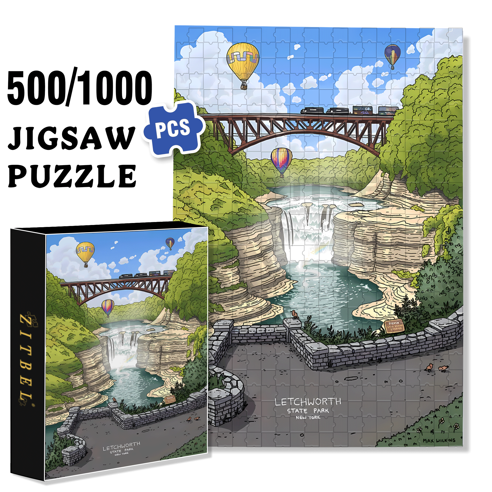 Letchworth State Park 500pcs/1000pcs Jigsaw Puzzle, Scratch-Resistant, Interactive Family Game & Brain-Boosting DIY Decor, Perfect for Halloween, Christmas & New Year Gifts, Family Puzzle Game