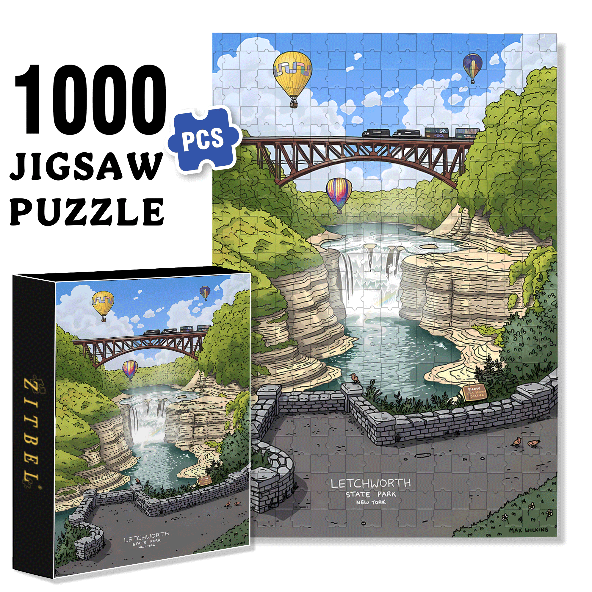 Letchworth State Park 500pcs/1000pcs Jigsaw Puzzle, Scratch-Resistant, Interactive Family Game & Brain-Boosting DIY Decor, Perfect for Halloween, Christmas & New Year Gifts, Family Puzzle Game