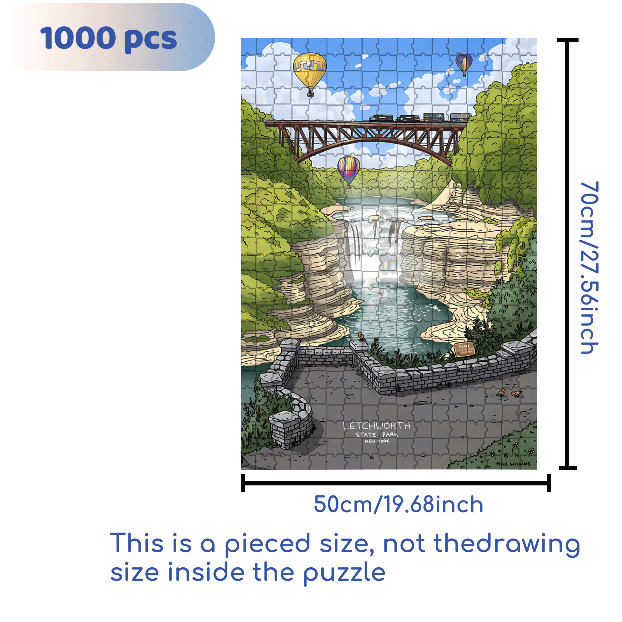 Letchworth State Park 500pcs/1000pcs Jigsaw Puzzle, Scratch-Resistant, Interactive Family Game & Brain-Boosting DIY Decor, Perfect for Halloween, Christmas & New Year Gifts, Family Puzzle Game