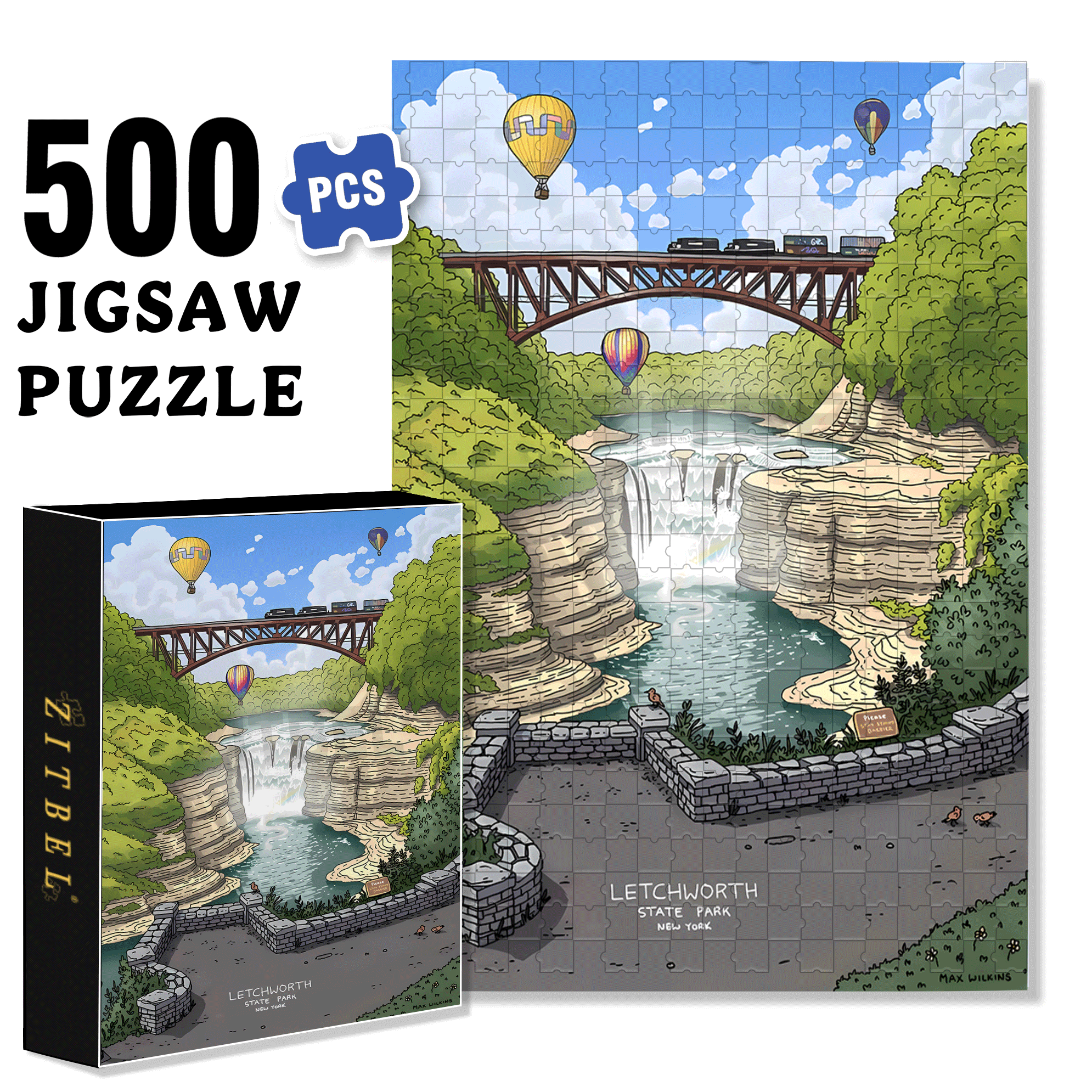 Letchworth State Park 500pcs/1000pcs Jigsaw Puzzle, Scratch-Resistant, Interactive Family Game & Brain-Boosting DIY Decor, Perfect for Halloween, Christmas & New Year Gifts, Family Puzzle Game
