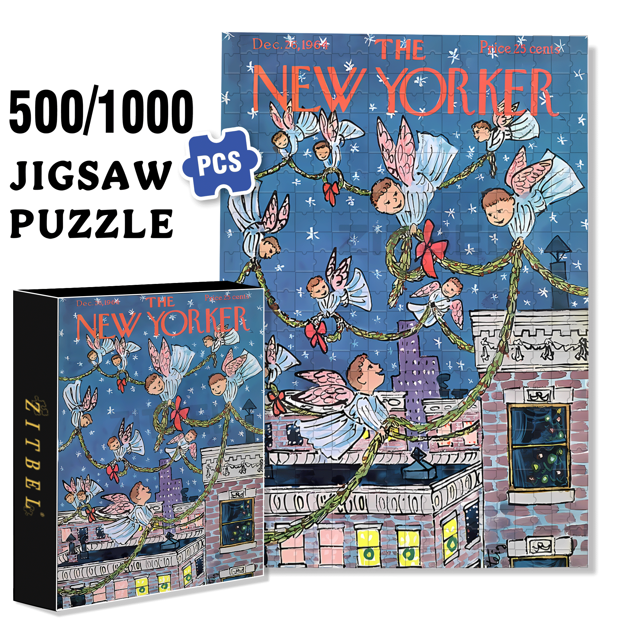 Lovely Angel 500pcs/1000pcs Jigsaw Puzzle, Scratch-Resistant, Interactive Family Game & Brain-Boosting DIY Decor, Perfect for Halloween, Christmas & New Year Gifts, Family Puzzle Game