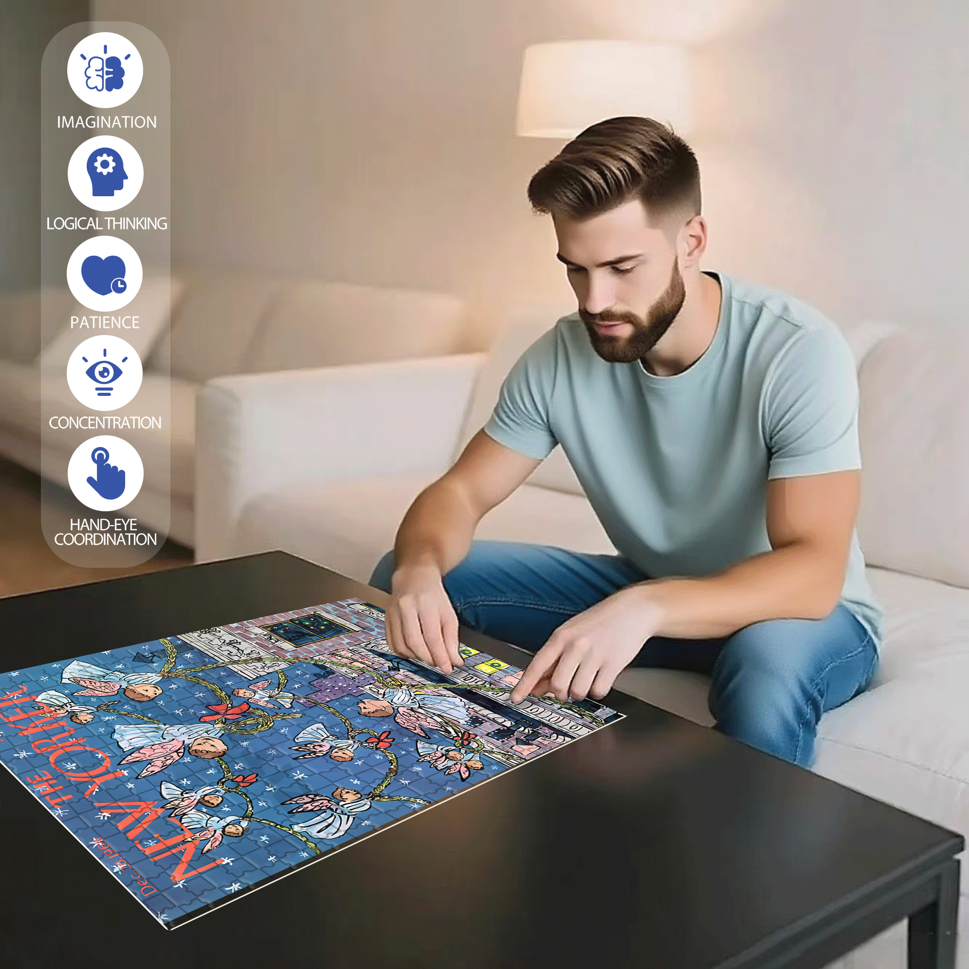 Lovely Angel 500pcs/1000pcs Jigsaw Puzzle, Scratch-Resistant, Interactive Family Game & Brain-Boosting DIY Decor, Perfect for Halloween, Christmas & New Year Gifts, Family Puzzle Game