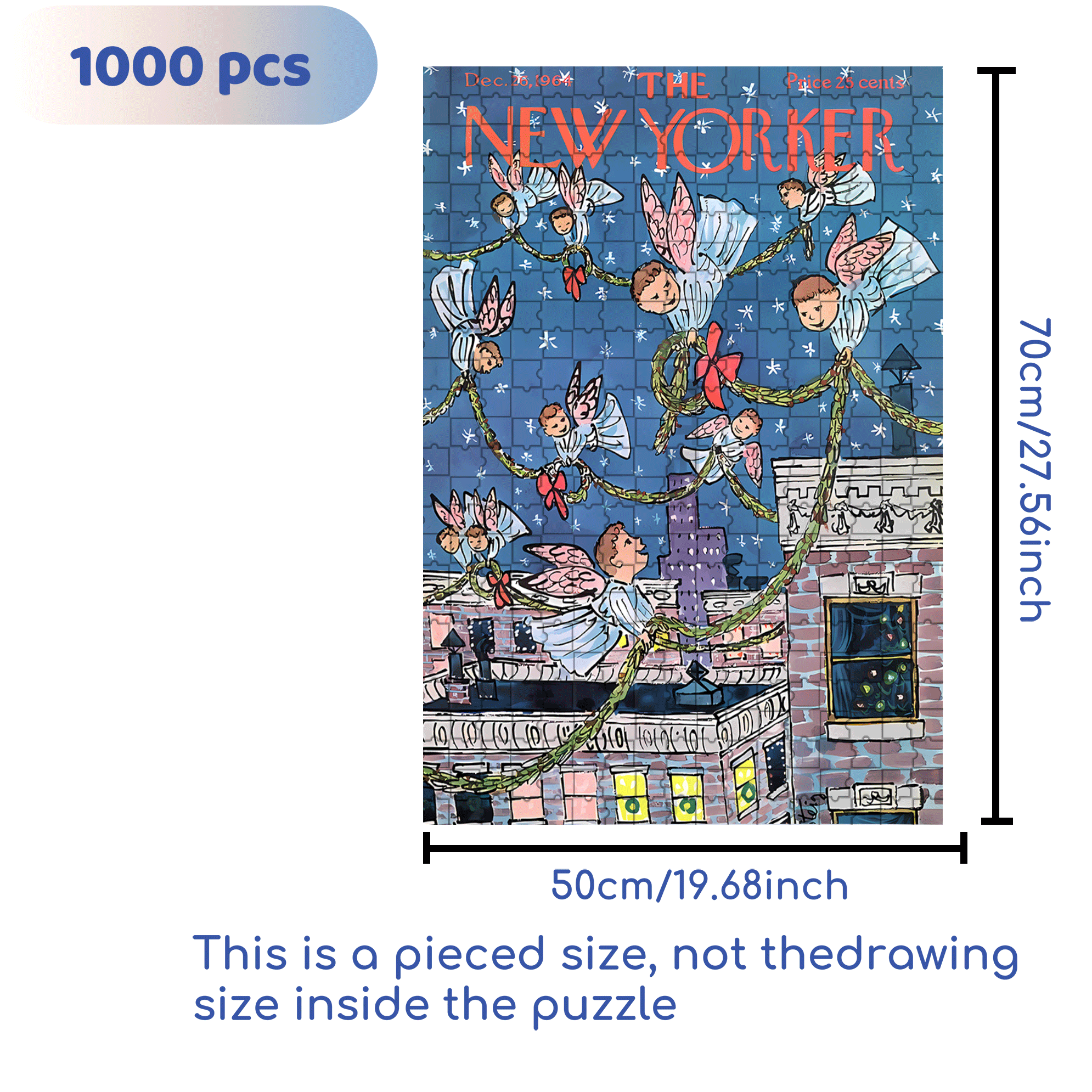 Lovely Angel 500pcs/1000pcs Jigsaw Puzzle, Scratch-Resistant, Interactive Family Game & Brain-Boosting DIY Decor, Perfect for Halloween, Christmas & New Year Gifts, Family Puzzle Game