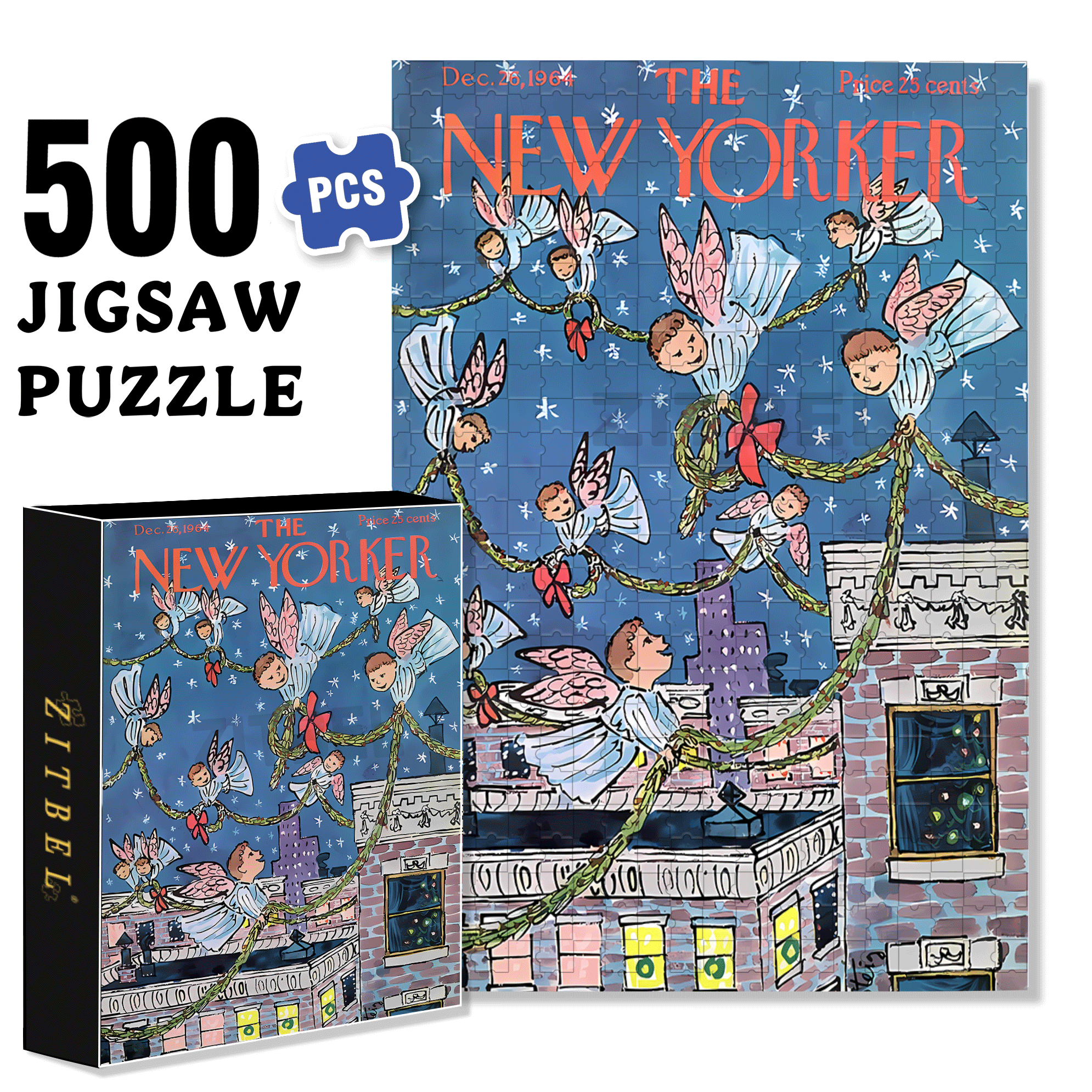 Lovely Angel 500pcs/1000pcs Jigsaw Puzzle, Scratch-Resistant, Interactive Family Game & Brain-Boosting DIY Decor, Perfect for Halloween, Christmas & New Year Gifts, Family Puzzle Game