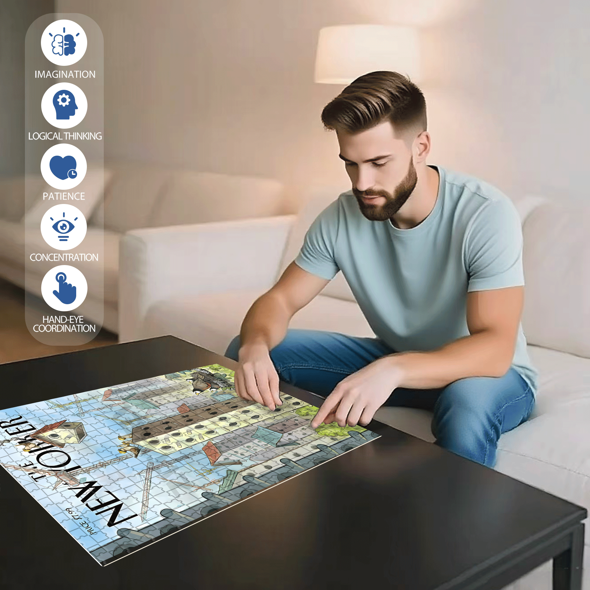 Luxury Coops 500pcs/1000pcs Jigsaw Puzzle, Scratch-Resistant, Interactive Family Game & Brain-Boosting DIY Decor, Perfect for Halloween, Christmas & New Year Gifts, Family Puzzle Game