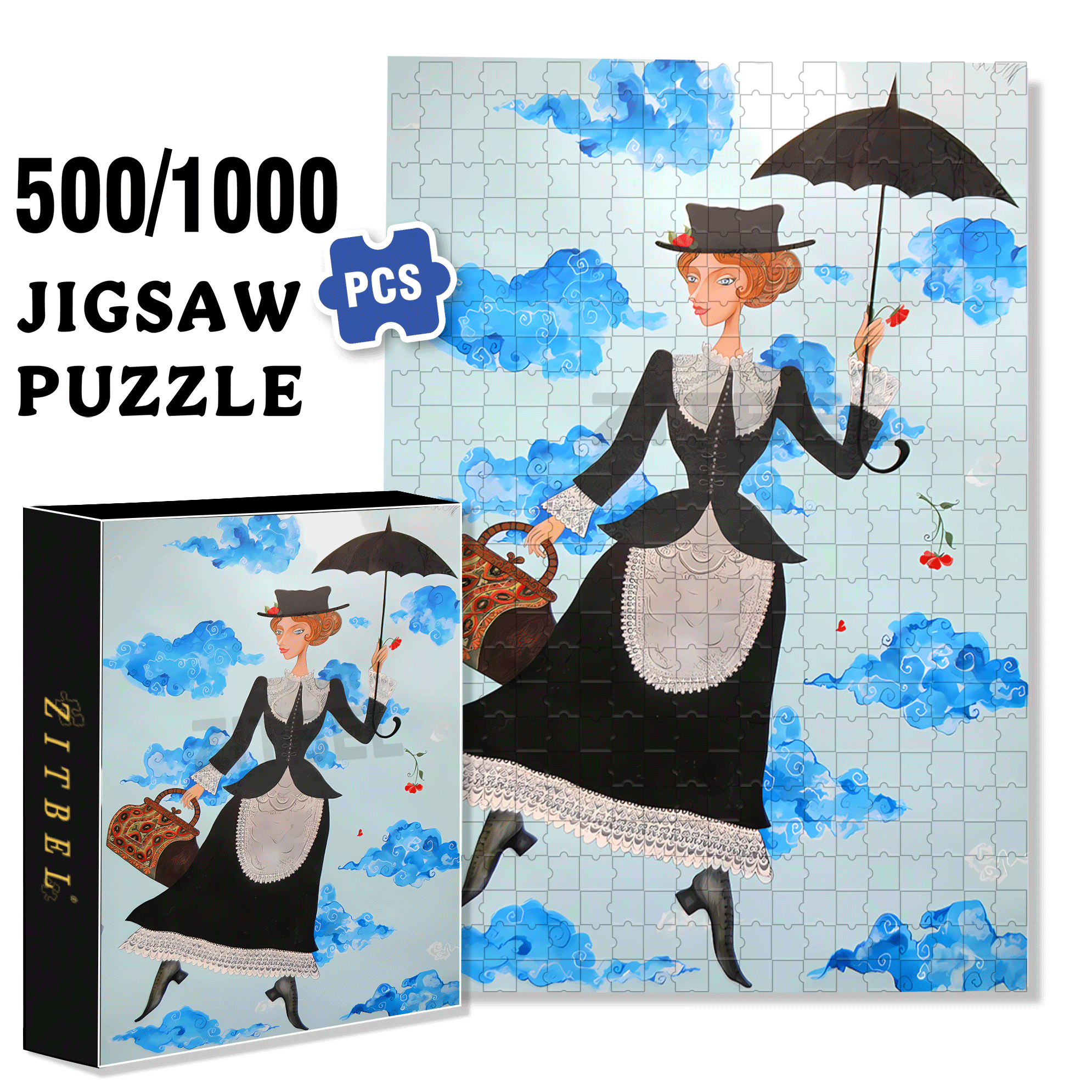 Mary Poppins 500pcs/1000pcs Jigsaw Puzzle, Scratch-Resistant, Interactive Family Game & Brain-Boosting DIY Decor, Perfect for Halloween, Christmas & New Year Gifts, Family Puzzle Game