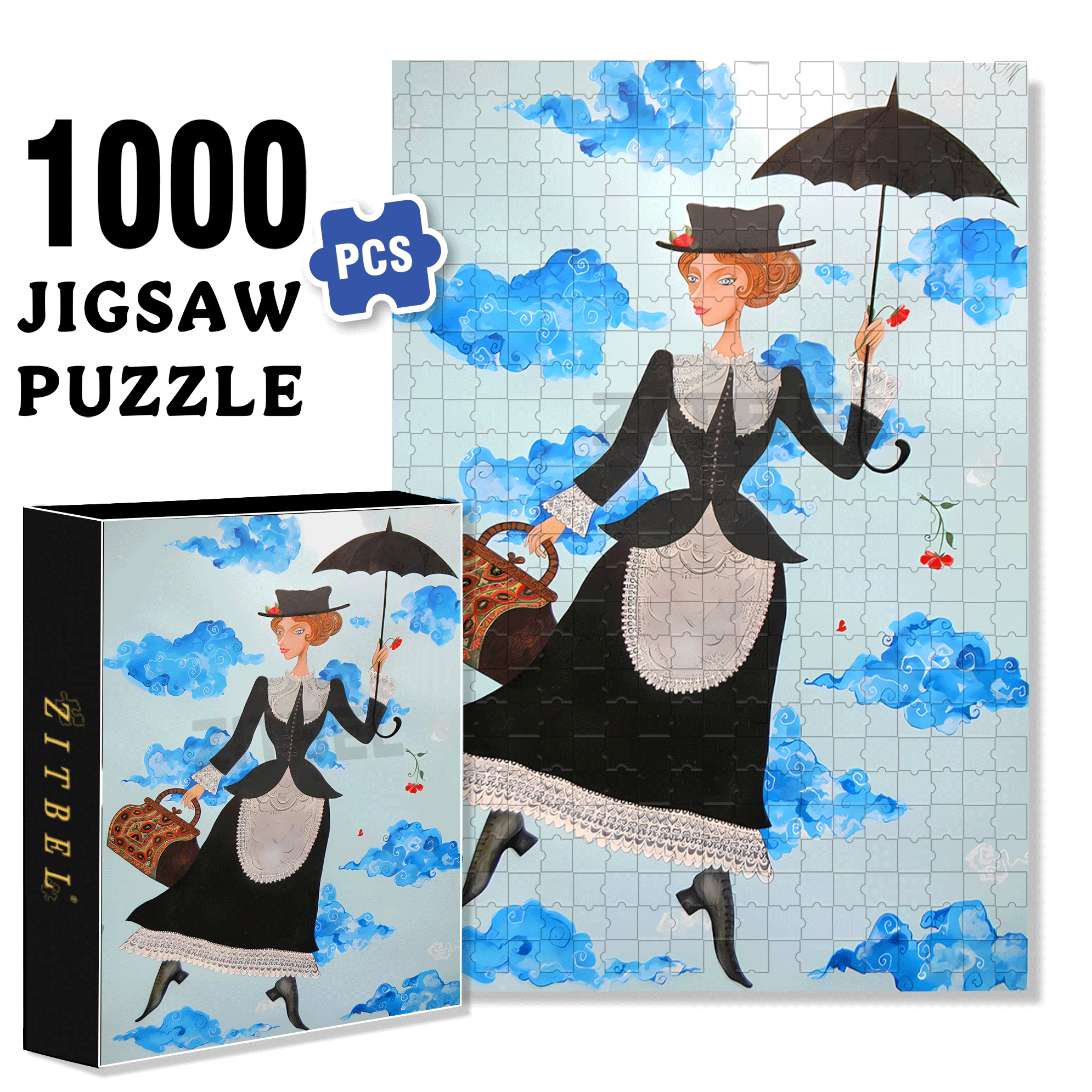 Mary Poppins 500pcs/1000pcs Jigsaw Puzzle, Scratch-Resistant, Interactive Family Game & Brain-Boosting DIY Decor, Perfect for Halloween, Christmas & New Year Gifts, Family Puzzle Game