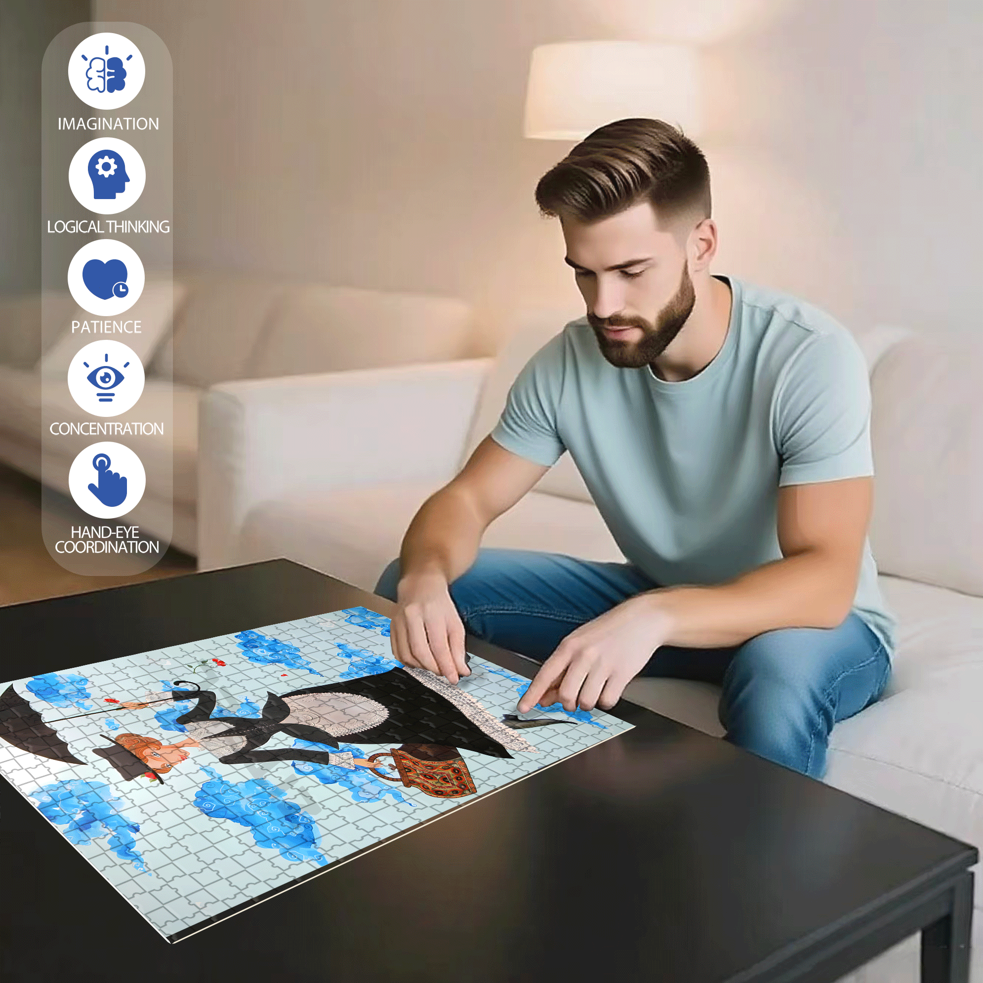 Mary Poppins 500pcs/1000pcs Jigsaw Puzzle, Scratch-Resistant, Interactive Family Game & Brain-Boosting DIY Decor, Perfect for Halloween, Christmas & New Year Gifts, Family Puzzle Game