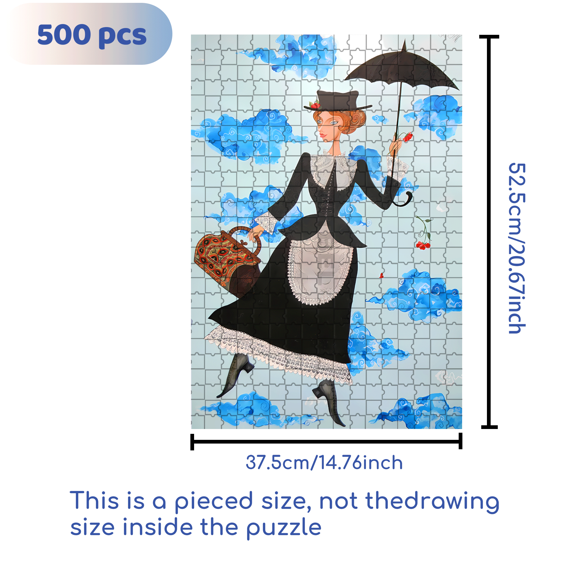 Mary Poppins 500pcs/1000pcs Jigsaw Puzzle, Scratch-Resistant, Interactive Family Game & Brain-Boosting DIY Decor, Perfect for Halloween, Christmas & New Year Gifts, Family Puzzle Game