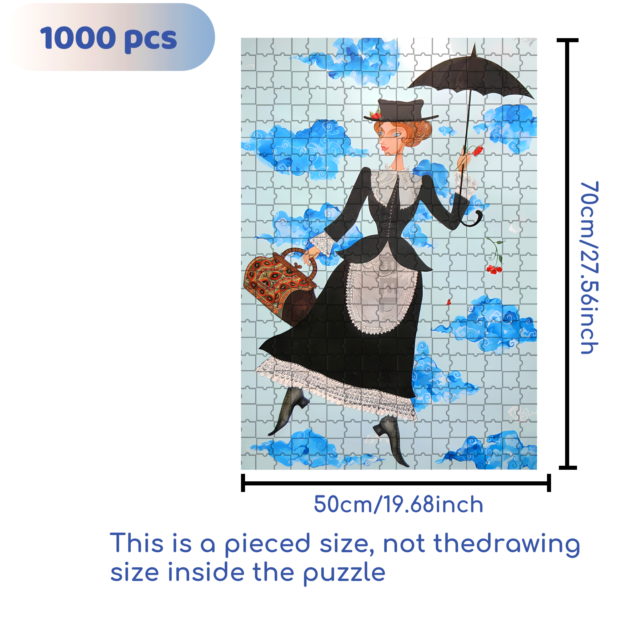 Mary Poppins 500pcs/1000pcs Jigsaw Puzzle, Scratch-Resistant, Interactive Family Game & Brain-Boosting DIY Decor, Perfect for Halloween, Christmas & New Year Gifts, Family Puzzle Game