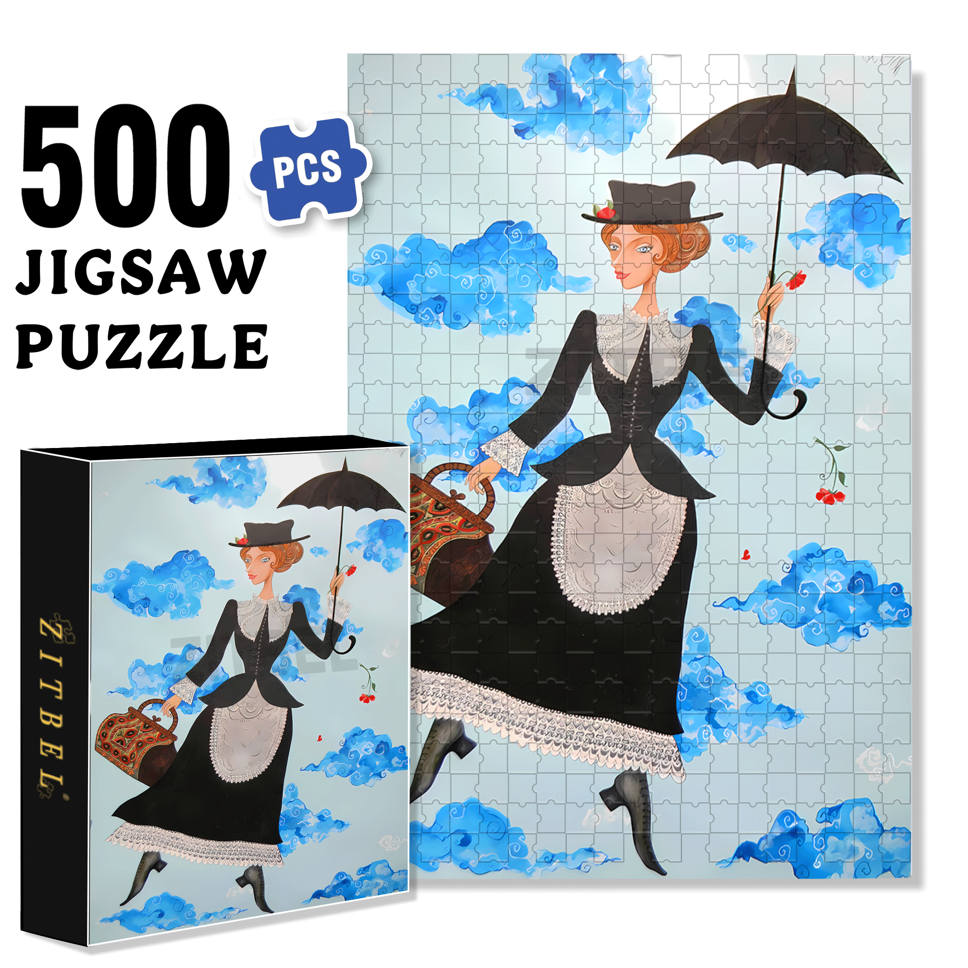Mary Poppins 500pcs/1000pcs Jigsaw Puzzle, Scratch-Resistant, Interactive Family Game & Brain-Boosting DIY Decor, Perfect for Halloween, Christmas & New Year Gifts, Family Puzzle Game