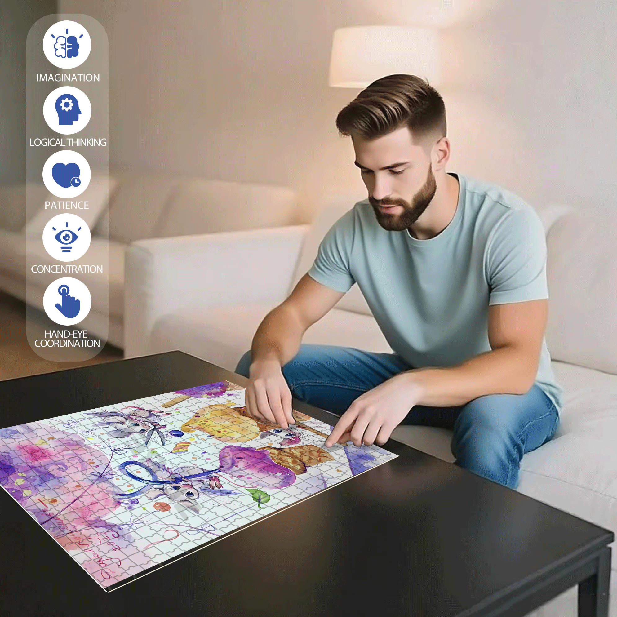 Mouse Angel 500pcs/1000pcs Jigsaw Puzzle, Scratch-Resistant, Interactive Family Game & Brain-Boosting DIY Decor, Perfect for Halloween, Christmas & New Year Gifts, Family Puzzle Game
