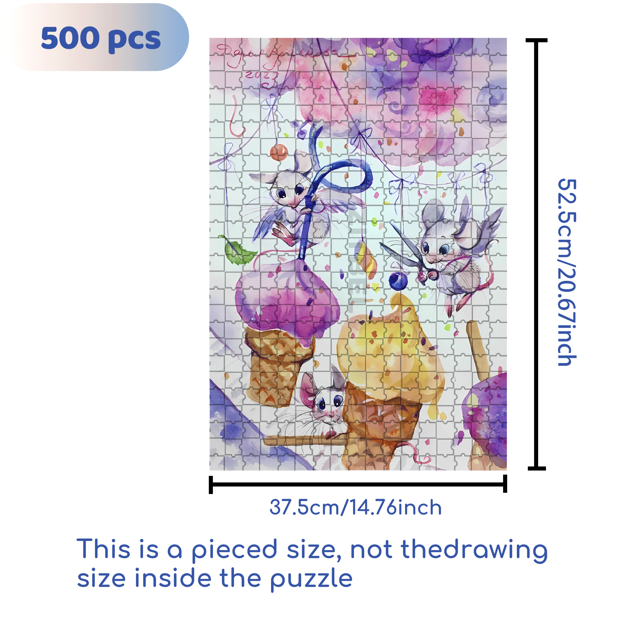 Mouse Angel 500pcs/1000pcs Jigsaw Puzzle, Scratch-Resistant, Interactive Family Game & Brain-Boosting DIY Decor, Perfect for Halloween, Christmas & New Year Gifts, Family Puzzle Game
