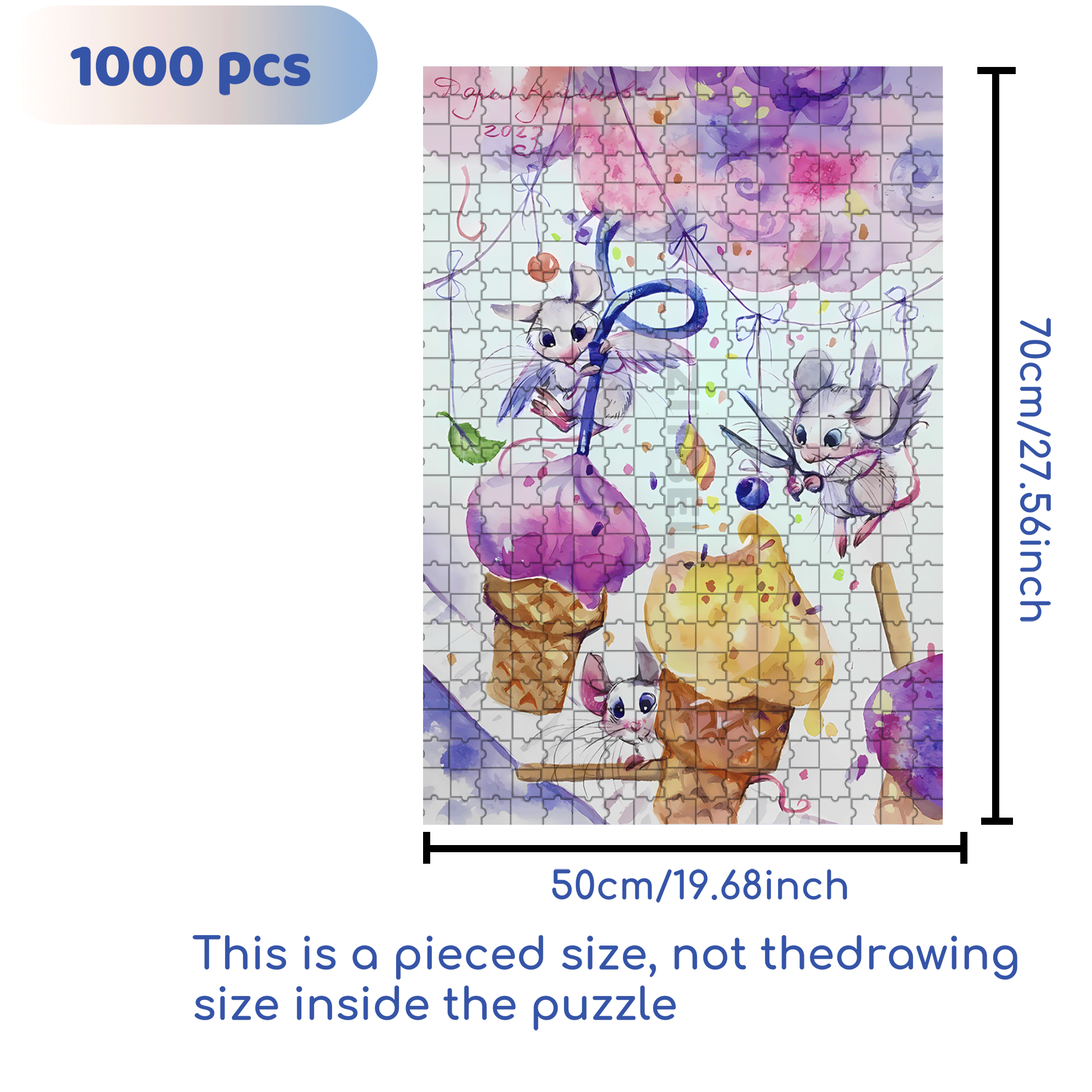 Mouse Angel 500pcs/1000pcs Jigsaw Puzzle, Scratch-Resistant, Interactive Family Game & Brain-Boosting DIY Decor, Perfect for Halloween, Christmas & New Year Gifts, Family Puzzle Game