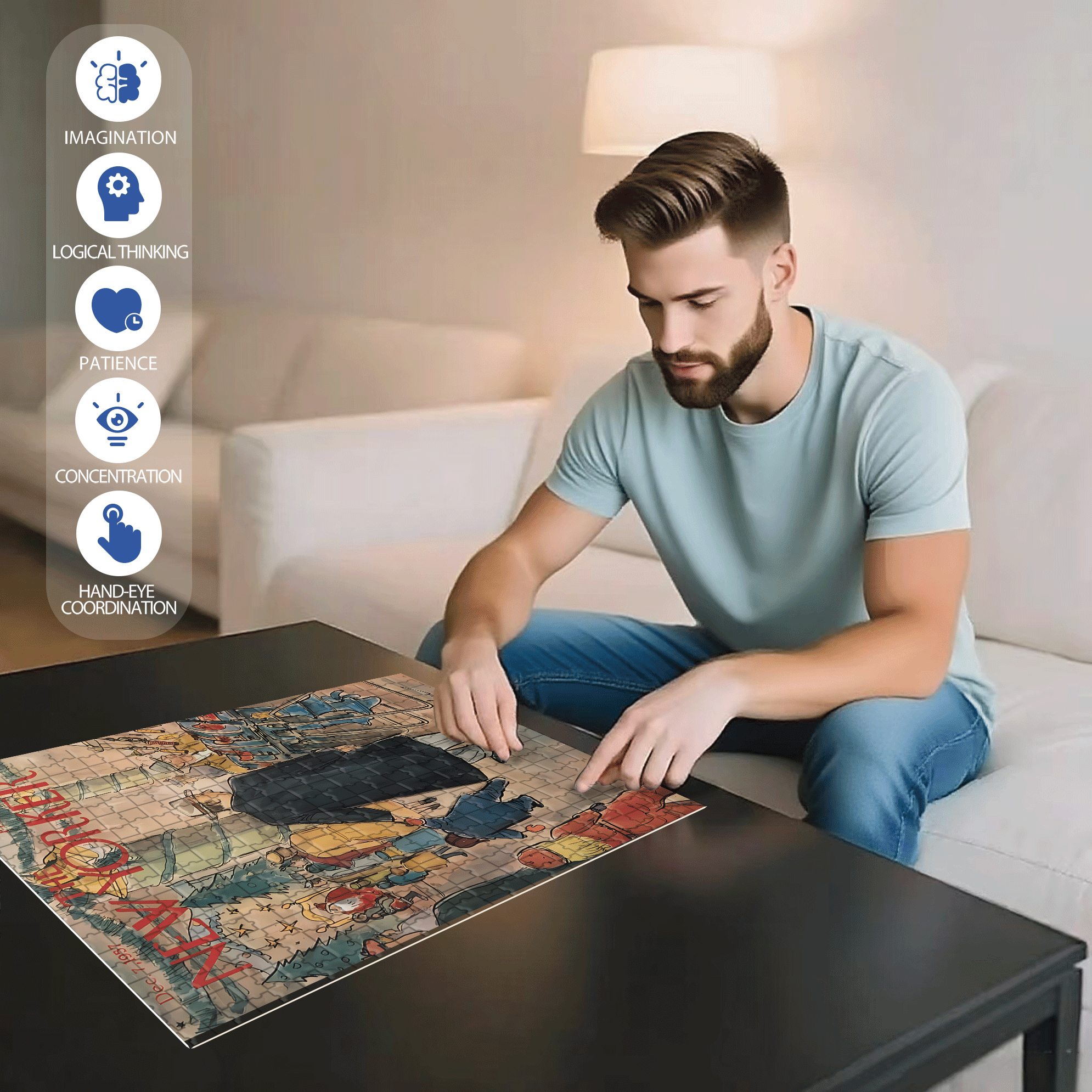 My Wish 500pcs/1000pcs Jigsaw Puzzle, Scratch-Resistant, Interactive Family Game & Brain-Boosting DIY Decor, Perfect for Halloween, Christmas & New Year Gifts, Family Puzzle Game