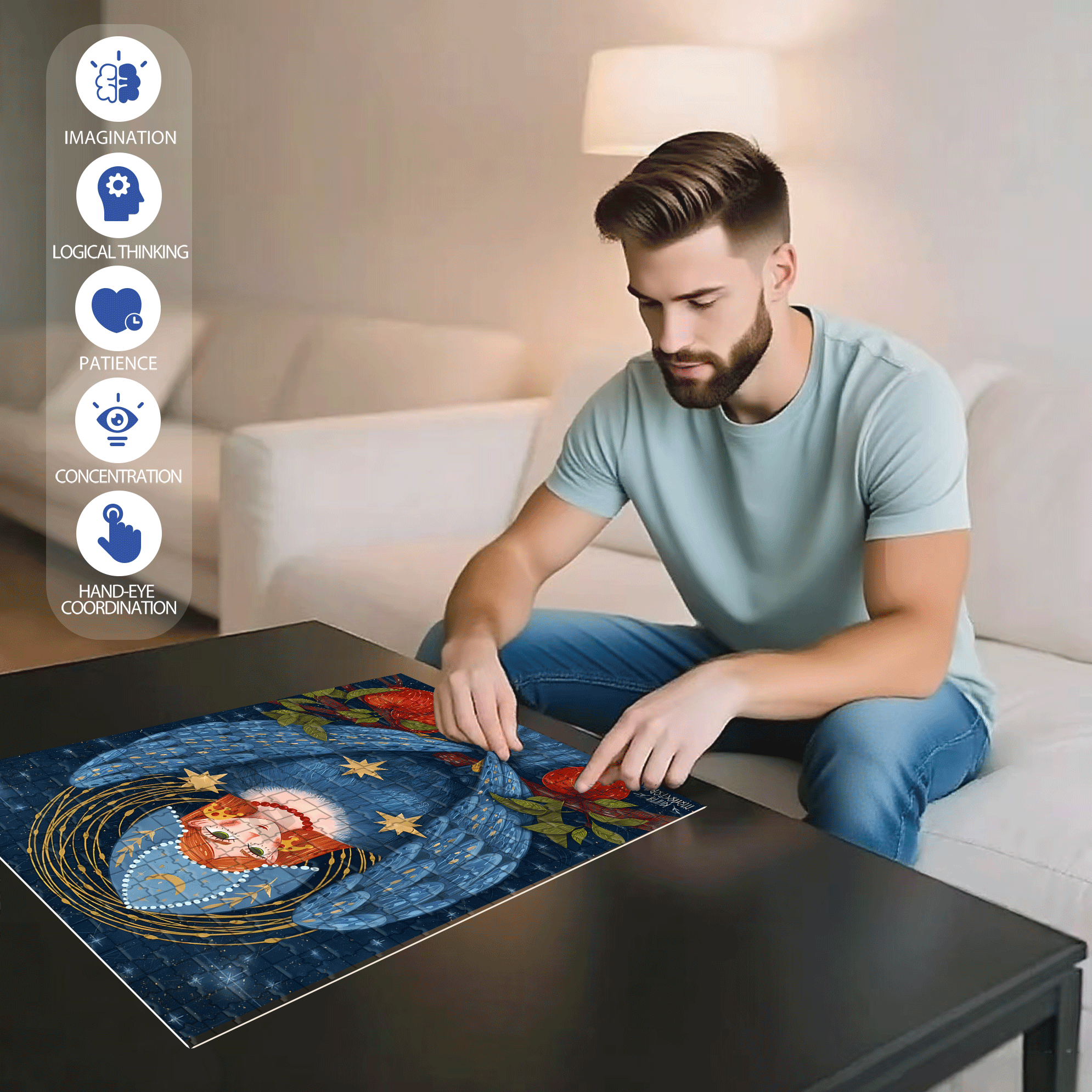 Mythological Stories 500pcs/1000pcs Jigsaw Puzzle, Scratch-Resistant, Interactive Family Game & Brain-Boosting DIY Decor, Perfect for Halloween, Christmas & New Year Gifts, Family Puzzle Game