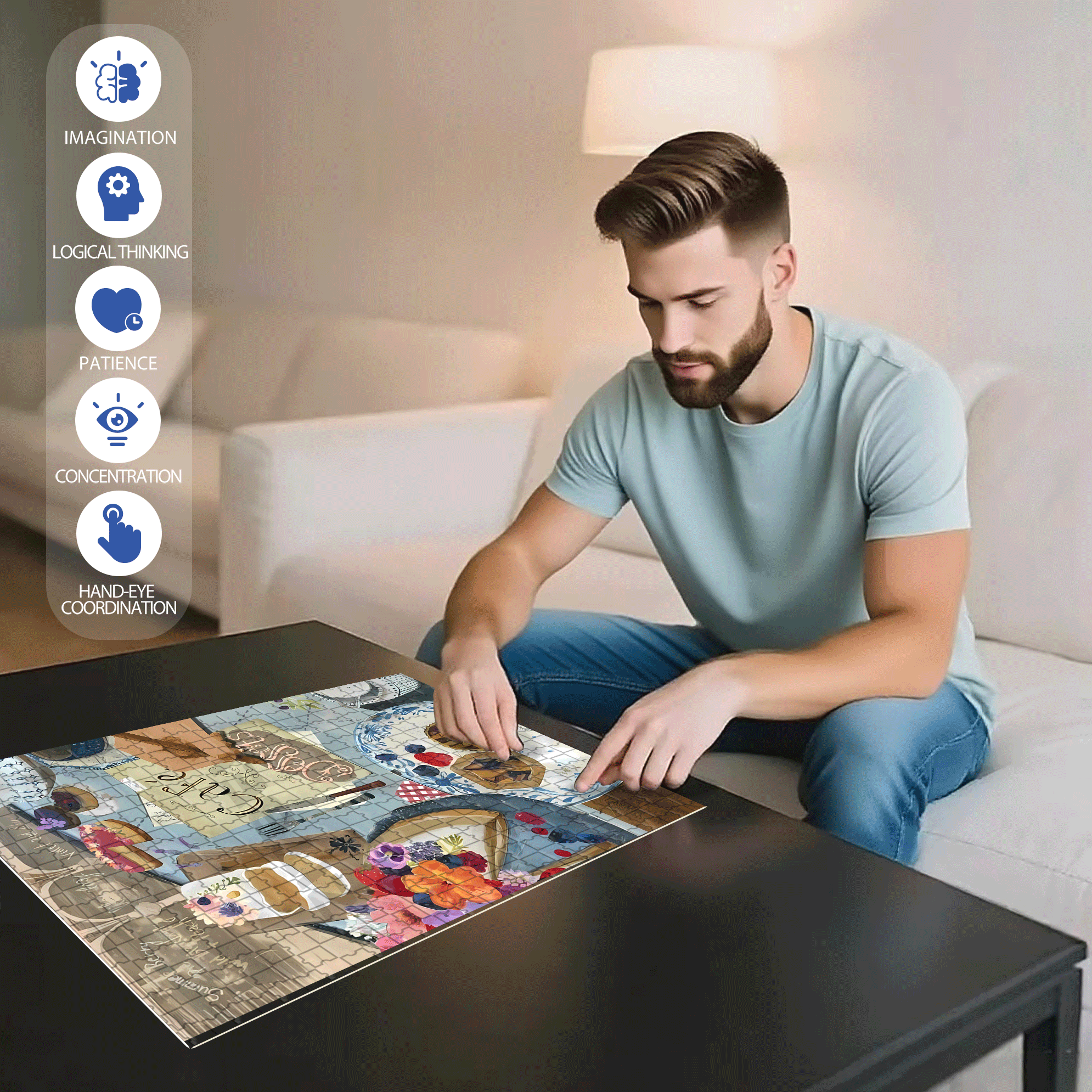 Nature Morte 500pcs/1000pcs Jigsaw Puzzle, Scratch-Resistant, Interactive Family Game & Brain-Boosting DIY Decor, Perfect for Halloween, Christmas & New Year Gifts, Family Puzzle Game