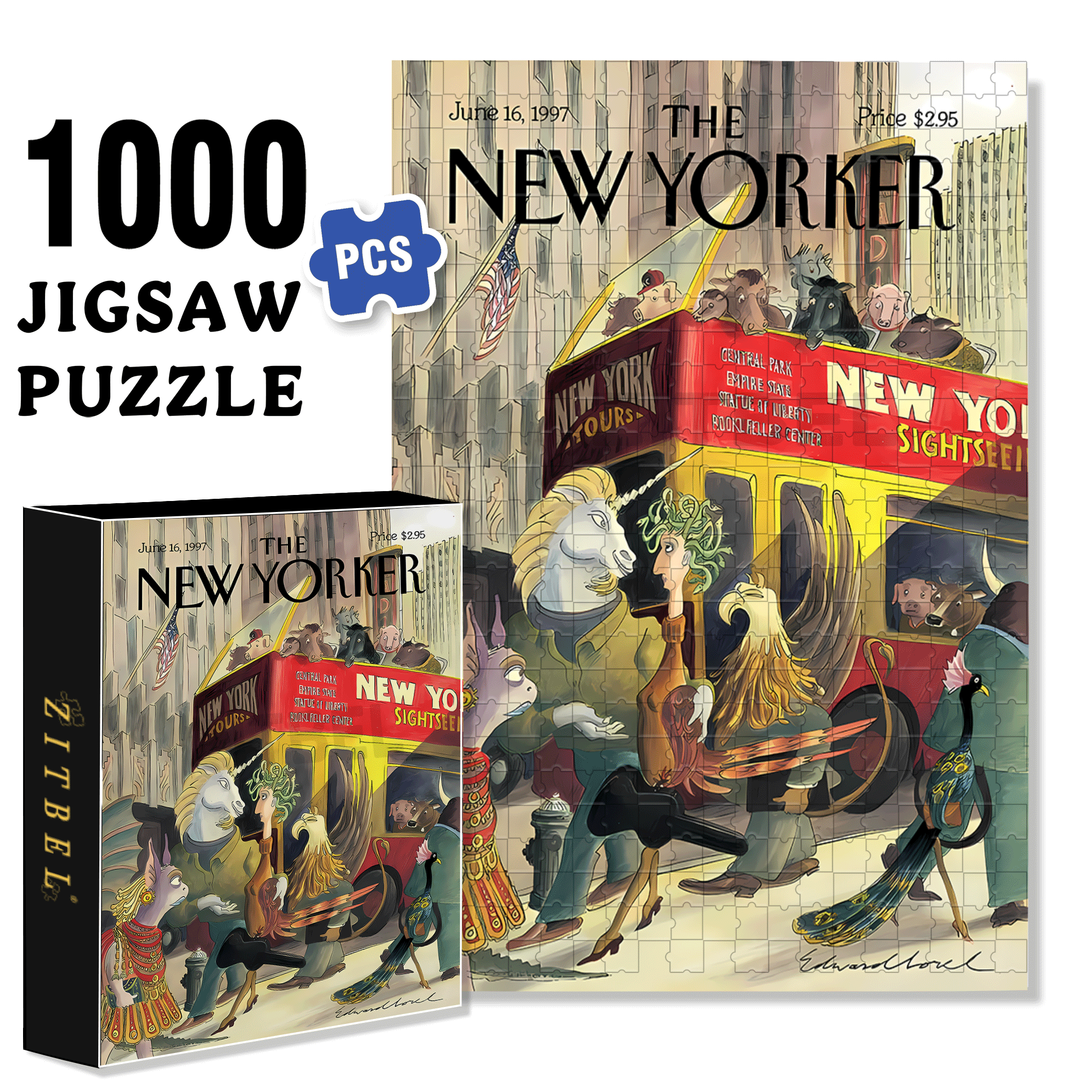 New York Sightseeing 500pcs/1000pcs Jigsaw Puzzle, Scratch-Resistant, Interactive Family Game & Brain-Boosting DIY Decor, Perfect for Halloween, Christmas & New Year Gifts, Family Puzzle Game