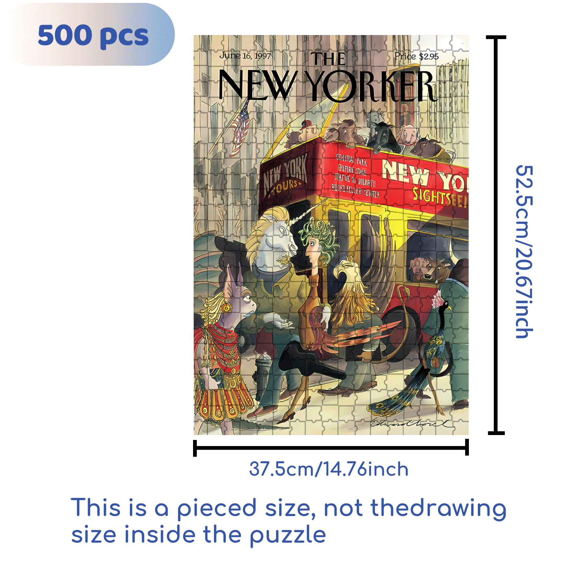 New York Sightseeing 500pcs/1000pcs Jigsaw Puzzle, Scratch-Resistant, Interactive Family Game & Brain-Boosting DIY Decor, Perfect for Halloween, Christmas & New Year Gifts, Family Puzzle Game