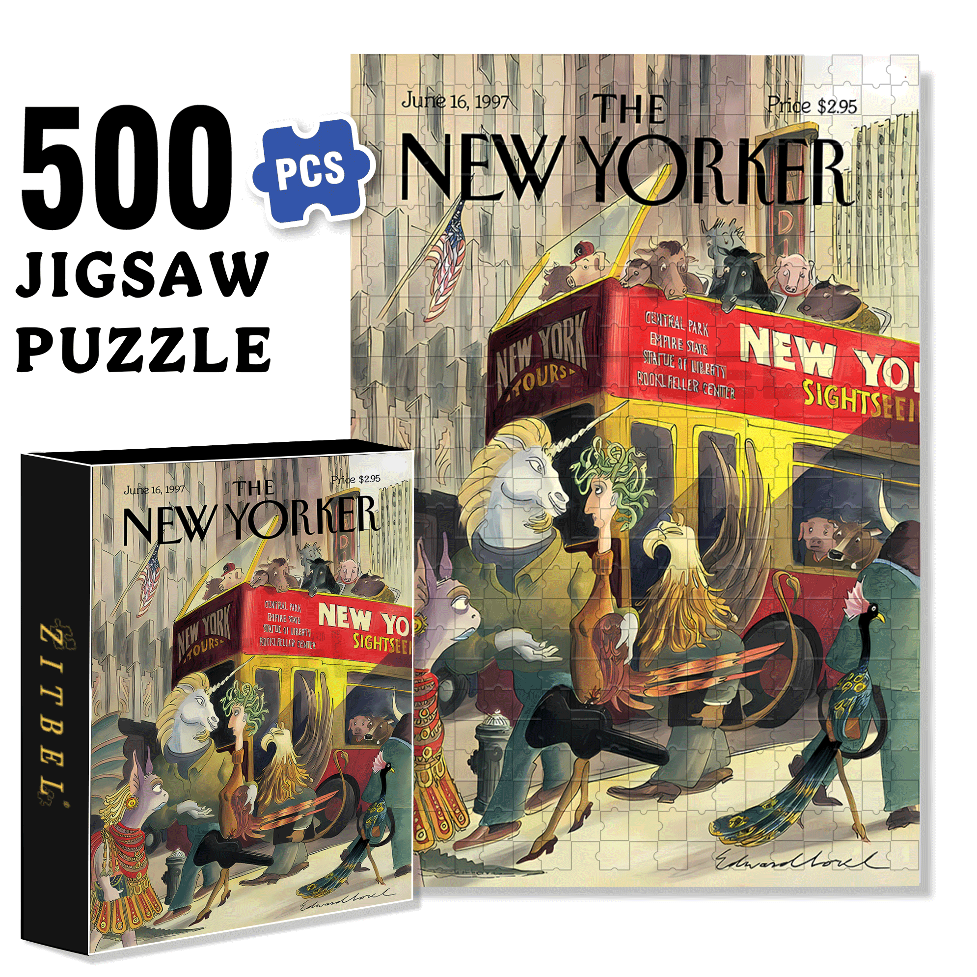 New York Sightseeing 500pcs/1000pcs Jigsaw Puzzle, Scratch-Resistant, Interactive Family Game & Brain-Boosting DIY Decor, Perfect for Halloween, Christmas & New Year Gifts, Family Puzzle Game