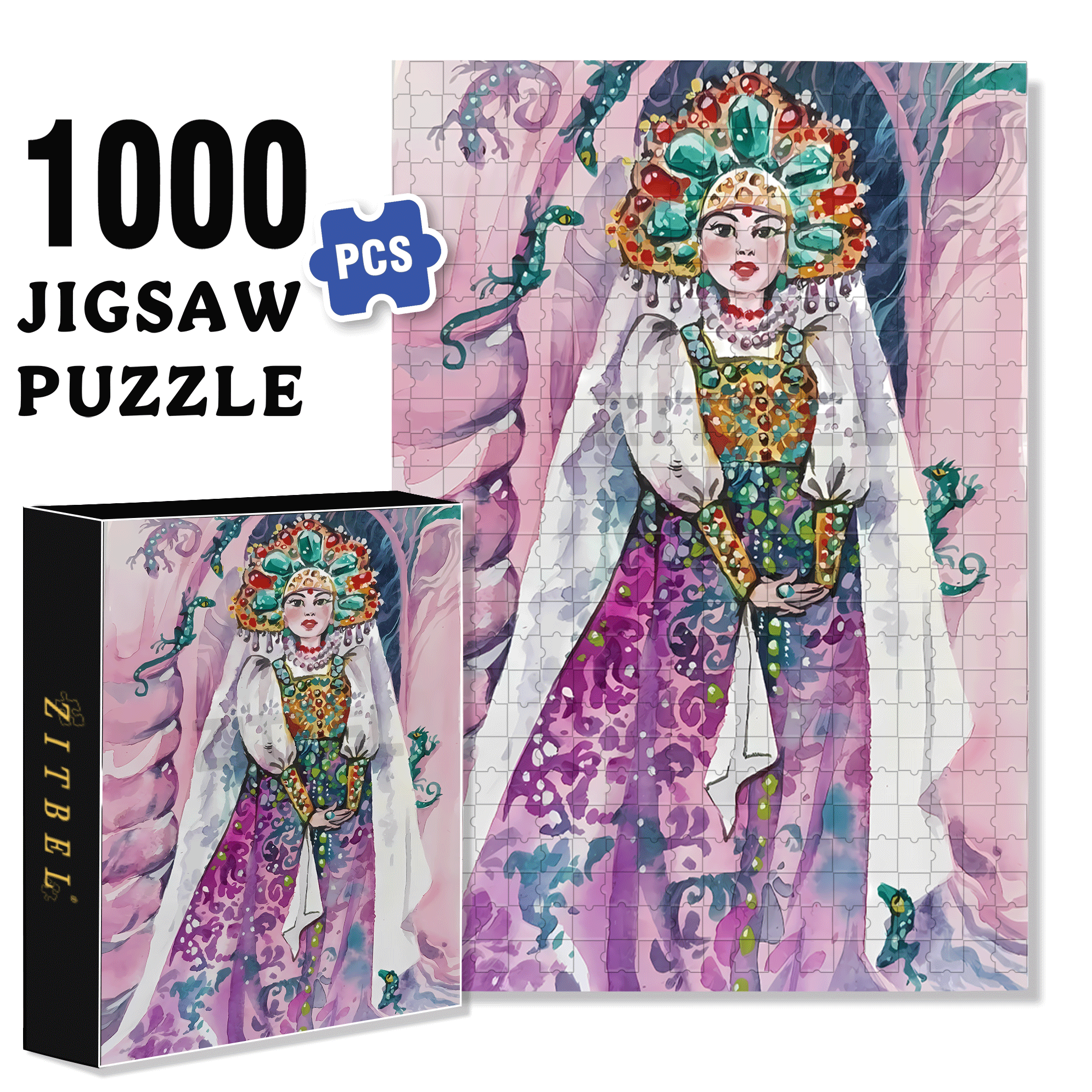 Noble Lady 500pcs/1000pcs Jigsaw Puzzle, Scratch-Resistant, Interactive Family Game & Brain-Boosting DIY Decor, Perfect for Halloween, Christmas & New Year Gifts, Family Puzzle Game