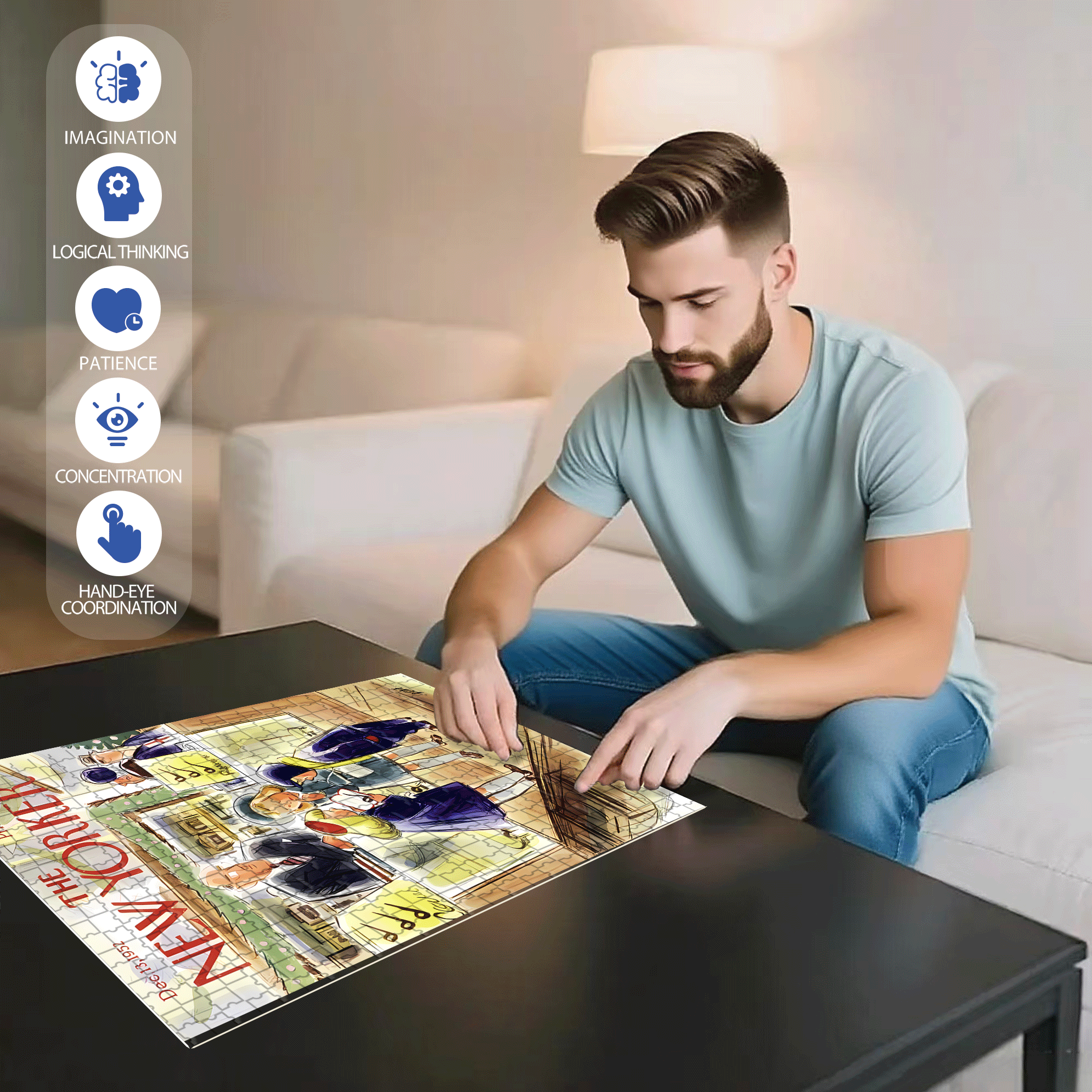 Pipe 500pcs/1000pcs Jigsaw Puzzle, Scratch-Resistant, Interactive Family Game & Brain-Boosting DIY Decor, Perfect for Halloween, Christmas & New Year Gifts, Family Puzzle Game