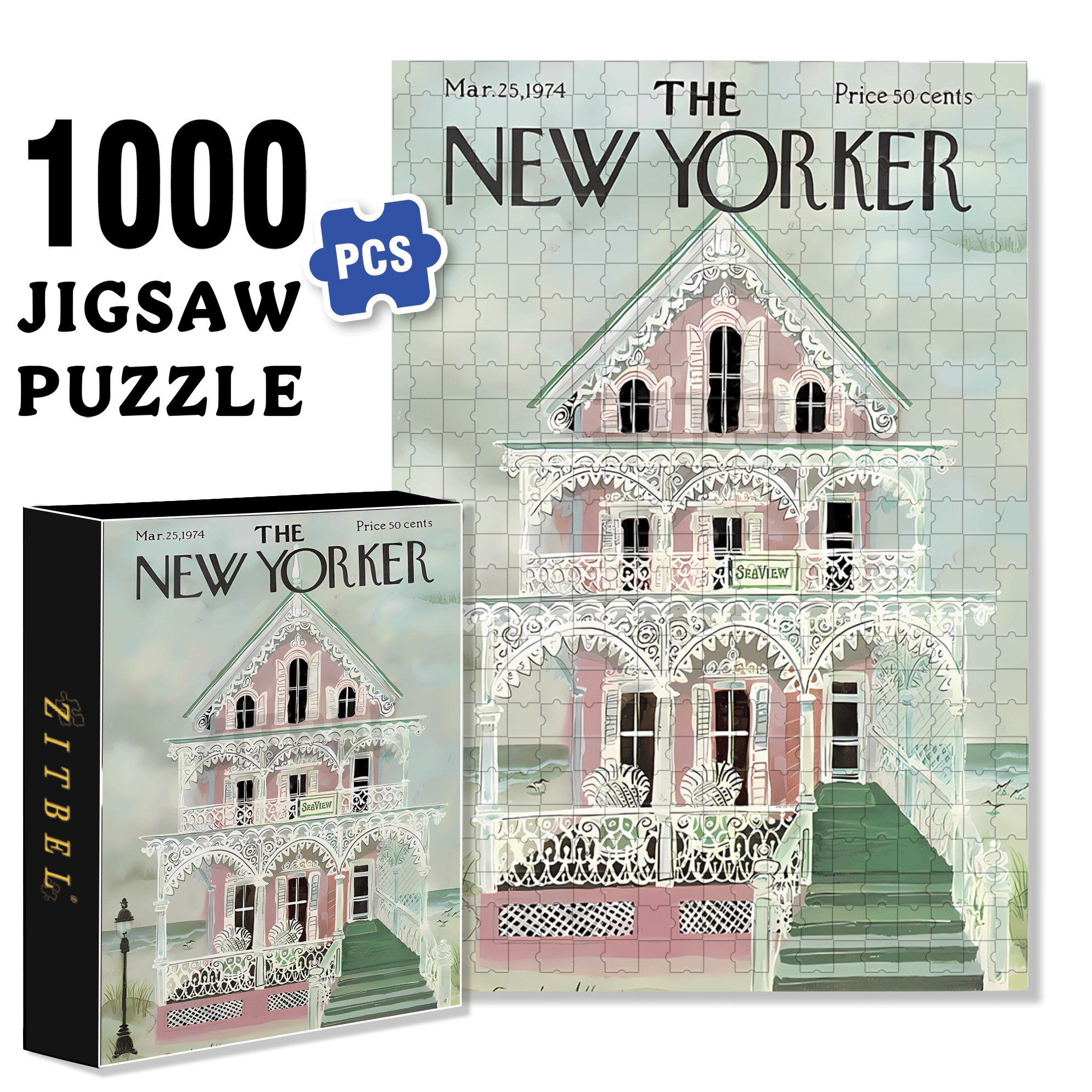 Sea View 500pcs/1000pcs Jigsaw Puzzle, Scratch-Resistant, Interactive Family Game & Brain-Boosting DIY Decor, Perfect for Halloween, Christmas & New Year Gifts, Family Puzzle Game