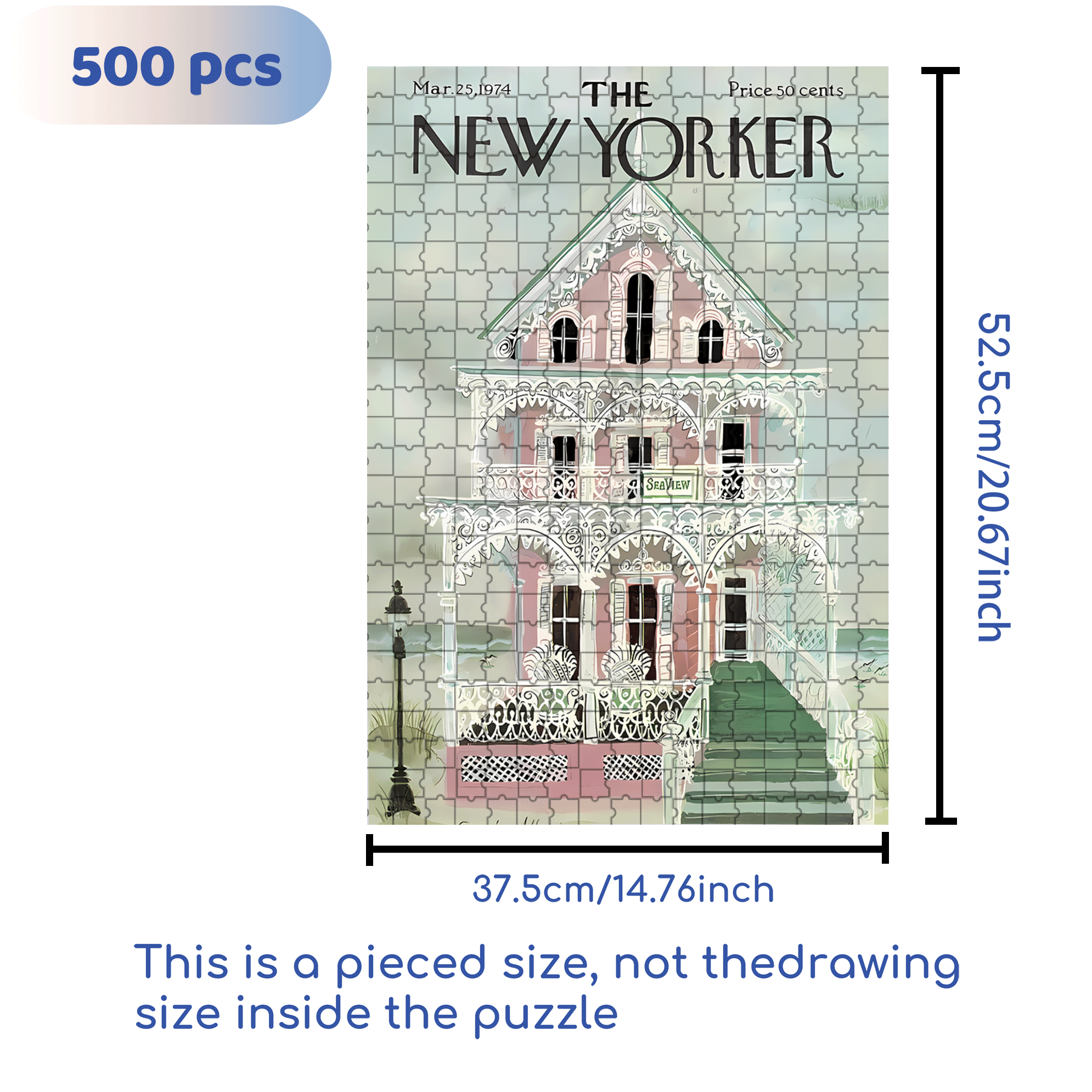 Sea View 500pcs/1000pcs Jigsaw Puzzle, Scratch-Resistant, Interactive Family Game & Brain-Boosting DIY Decor, Perfect for Halloween, Christmas & New Year Gifts, Family Puzzle Game