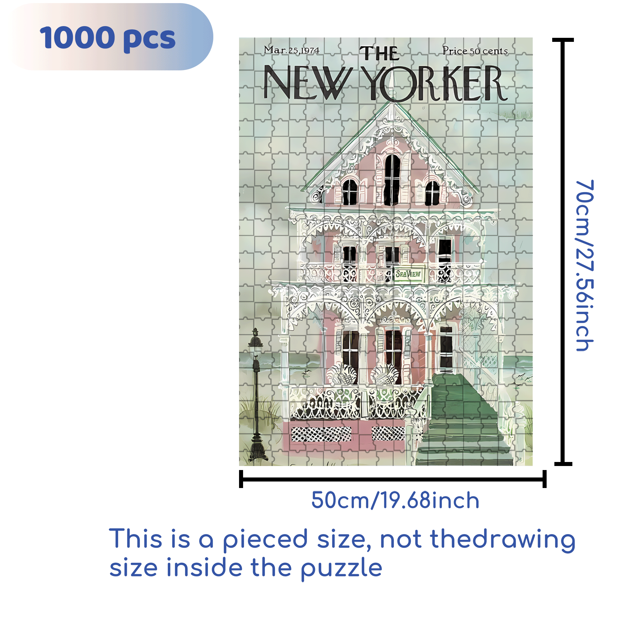Sea View 500pcs/1000pcs Jigsaw Puzzle, Scratch-Resistant, Interactive Family Game & Brain-Boosting DIY Decor, Perfect for Halloween, Christmas & New Year Gifts, Family Puzzle Game