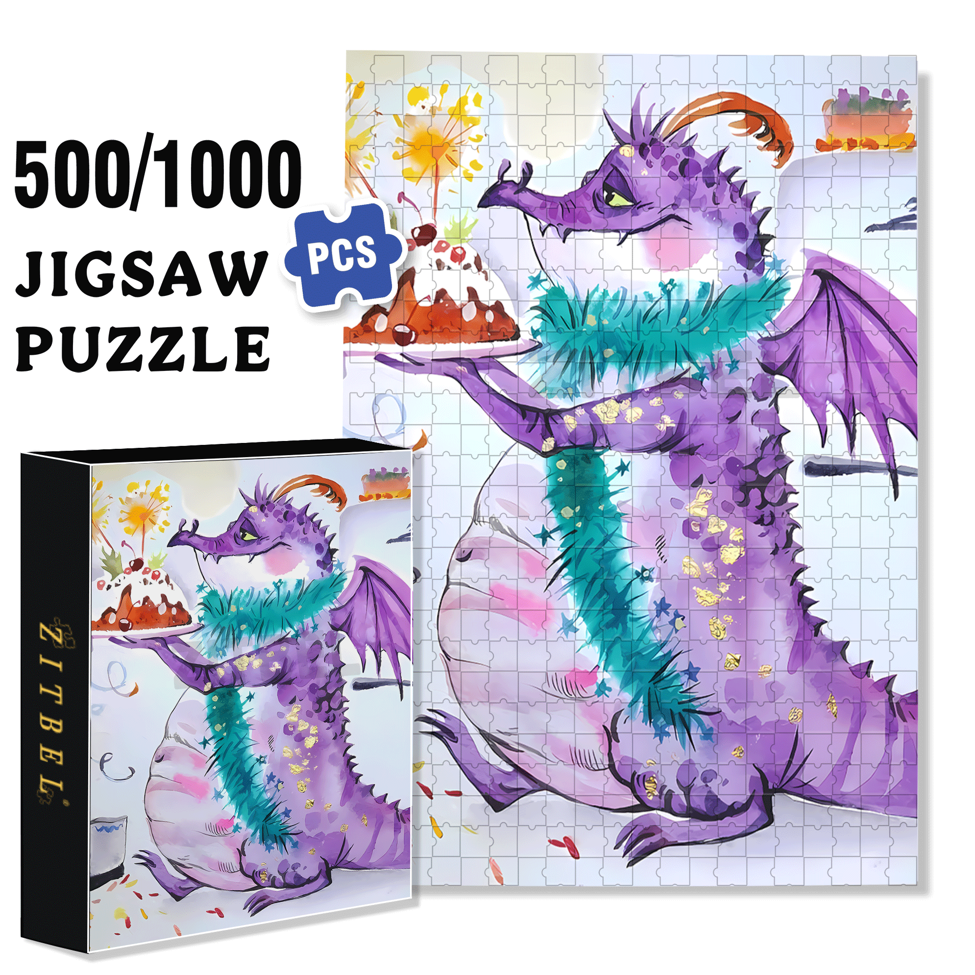 Serving The Cake 500pcs/1000pcs Jigsaw Puzzle, Scratch-Resistant, Interactive Family Game & Brain-Boosting DIY Decor, Perfect for Halloween, Christmas & New Year Gifts, Family Puzzle Game