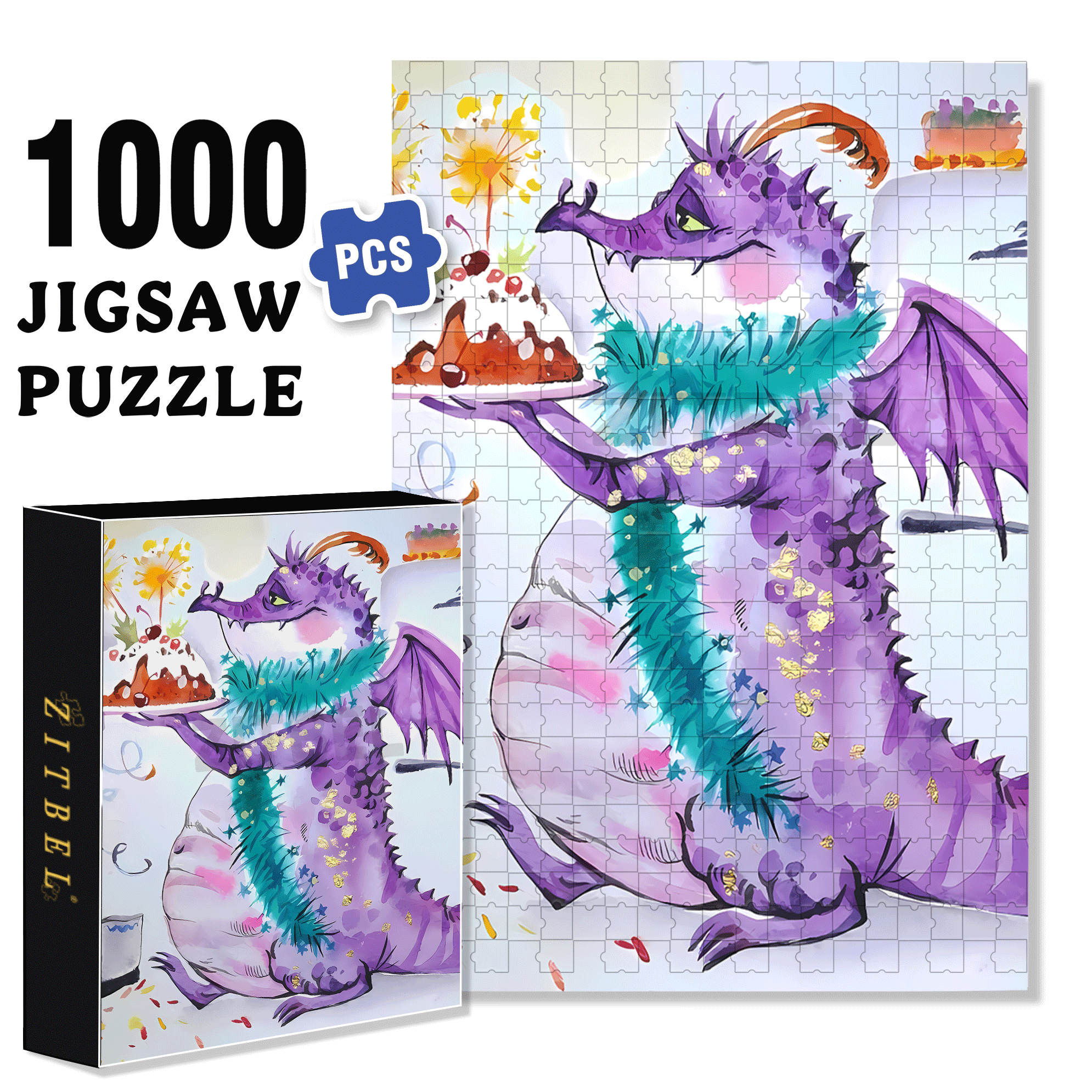 Serving The Cake 500pcs/1000pcs Jigsaw Puzzle, Scratch-Resistant, Interactive Family Game & Brain-Boosting DIY Decor, Perfect for Halloween, Christmas & New Year Gifts, Family Puzzle Game