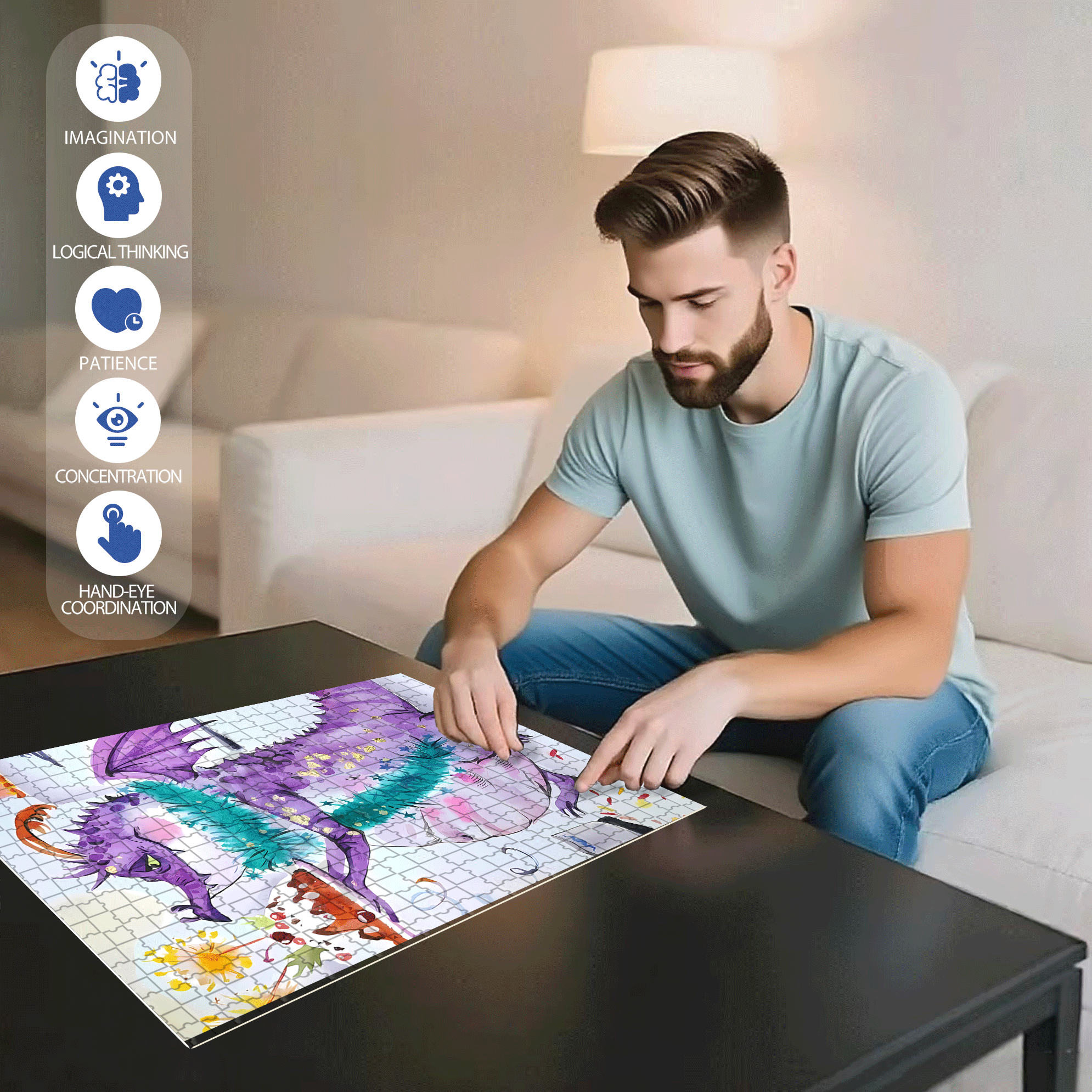 Serving The Cake 500pcs/1000pcs Jigsaw Puzzle, Scratch-Resistant, Interactive Family Game & Brain-Boosting DIY Decor, Perfect for Halloween, Christmas & New Year Gifts, Family Puzzle Game