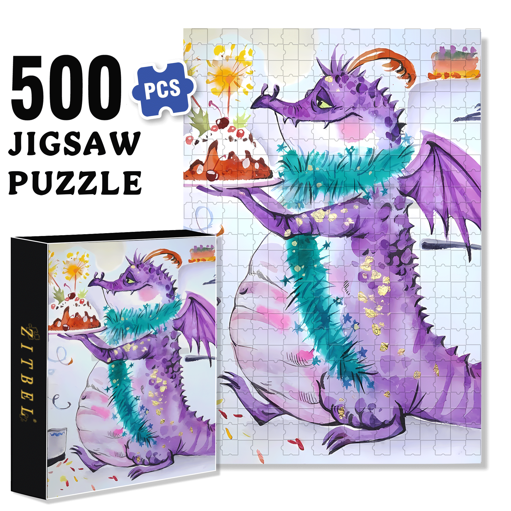 Serving The Cake 500pcs/1000pcs Jigsaw Puzzle, Scratch-Resistant, Interactive Family Game & Brain-Boosting DIY Decor, Perfect for Halloween, Christmas & New Year Gifts, Family Puzzle Game