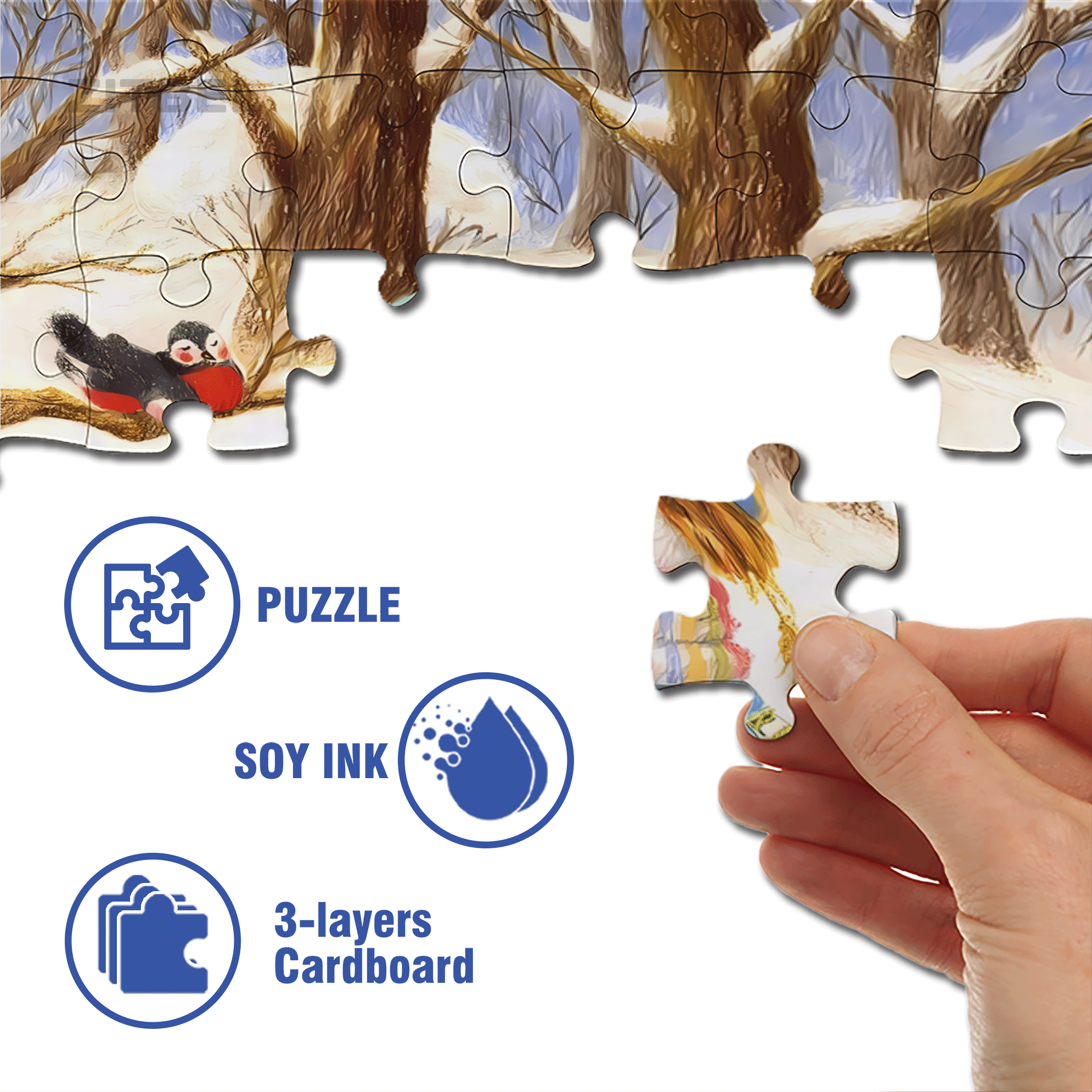 Snowball 500pcs/1000pcs Jigsaw Puzzle, Scratch-Resistant, Interactive Family Game & Brain-Boosting DIY Decor, Perfect for Halloween, Christmas & New Year Gifts, Family Puzzle Game