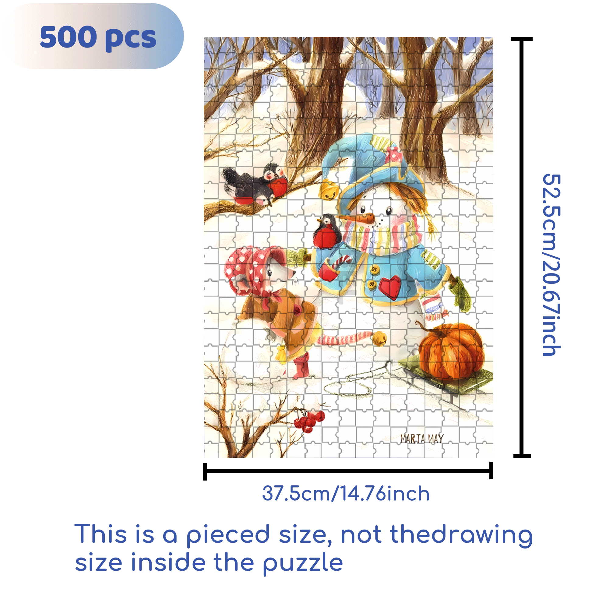 Snowball 500pcs/1000pcs Jigsaw Puzzle, Scratch-Resistant, Interactive Family Game & Brain-Boosting DIY Decor, Perfect for Halloween, Christmas & New Year Gifts, Family Puzzle Game