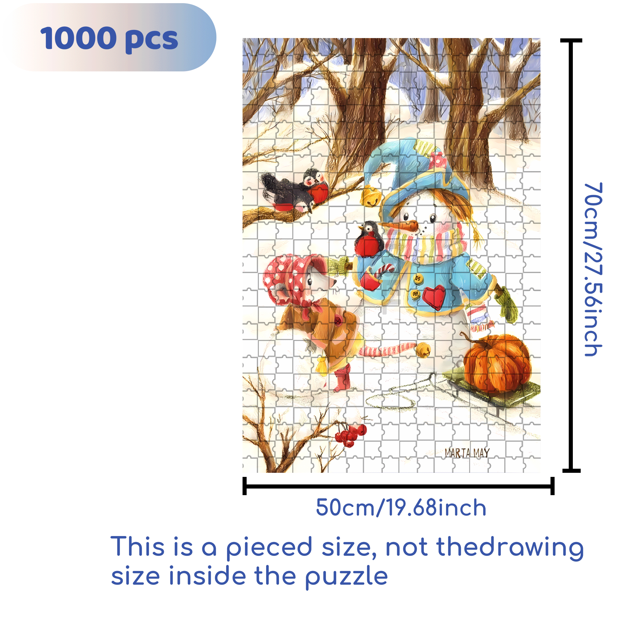 Snowball 500pcs/1000pcs Jigsaw Puzzle, Scratch-Resistant, Interactive Family Game & Brain-Boosting DIY Decor, Perfect for Halloween, Christmas & New Year Gifts, Family Puzzle Game