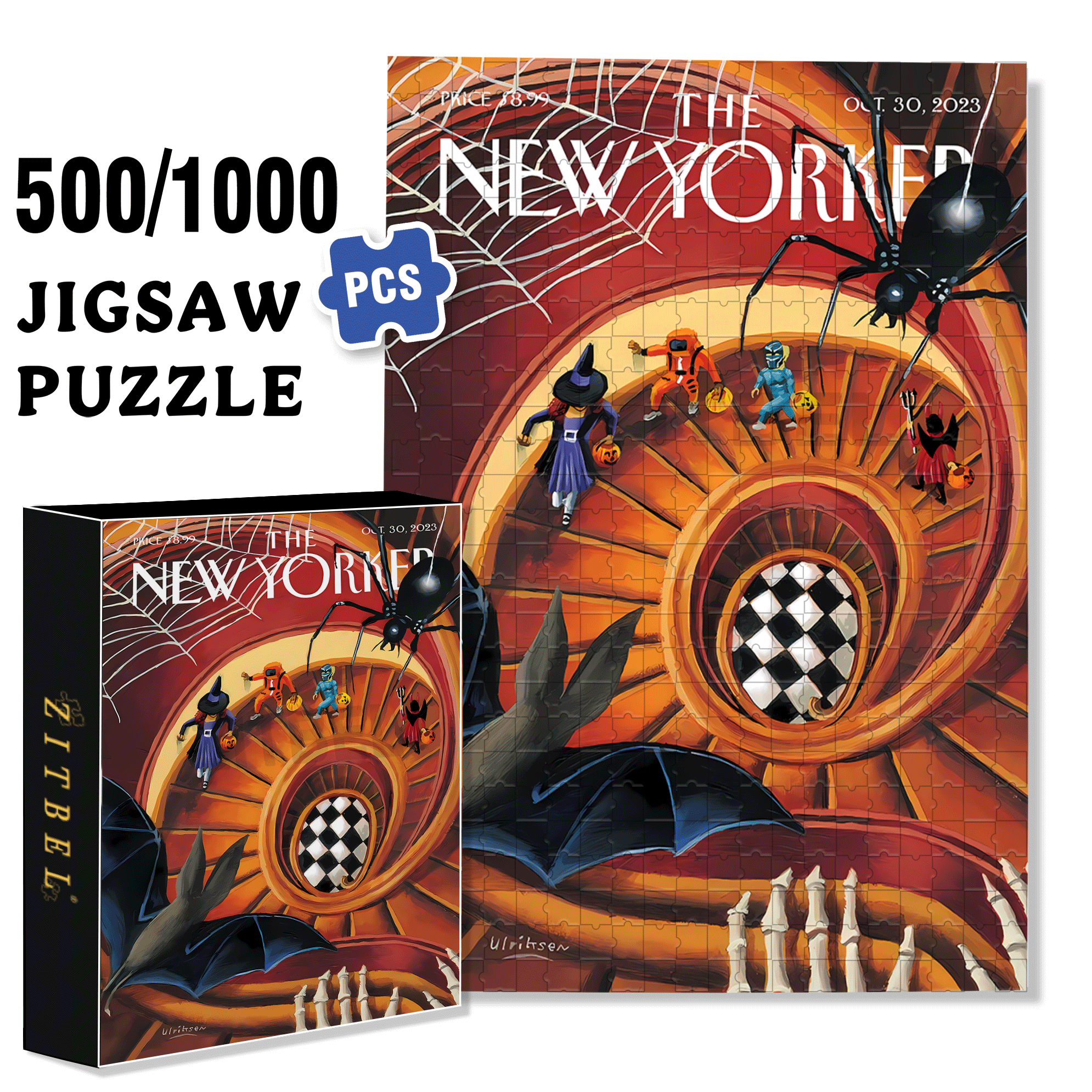 Spiral Staircase 500pcs/1000pcs Jigsaw Puzzle, Scratch-Resistant, Interactive Family Game & Brain-Boosting DIY Decor, Perfect for Halloween, Christmas & New Year Gifts, Family Puzzle Game