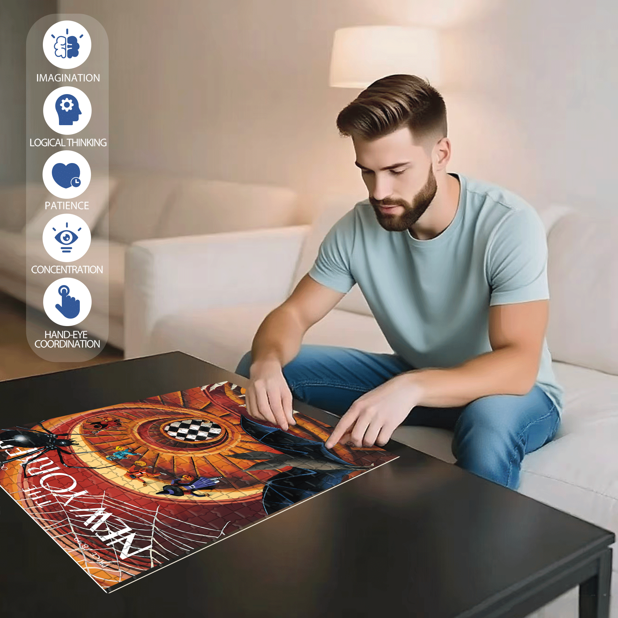 Spiral Staircase 500pcs/1000pcs Jigsaw Puzzle, Scratch-Resistant, Interactive Family Game & Brain-Boosting DIY Decor, Perfect for Halloween, Christmas & New Year Gifts, Family Puzzle Game