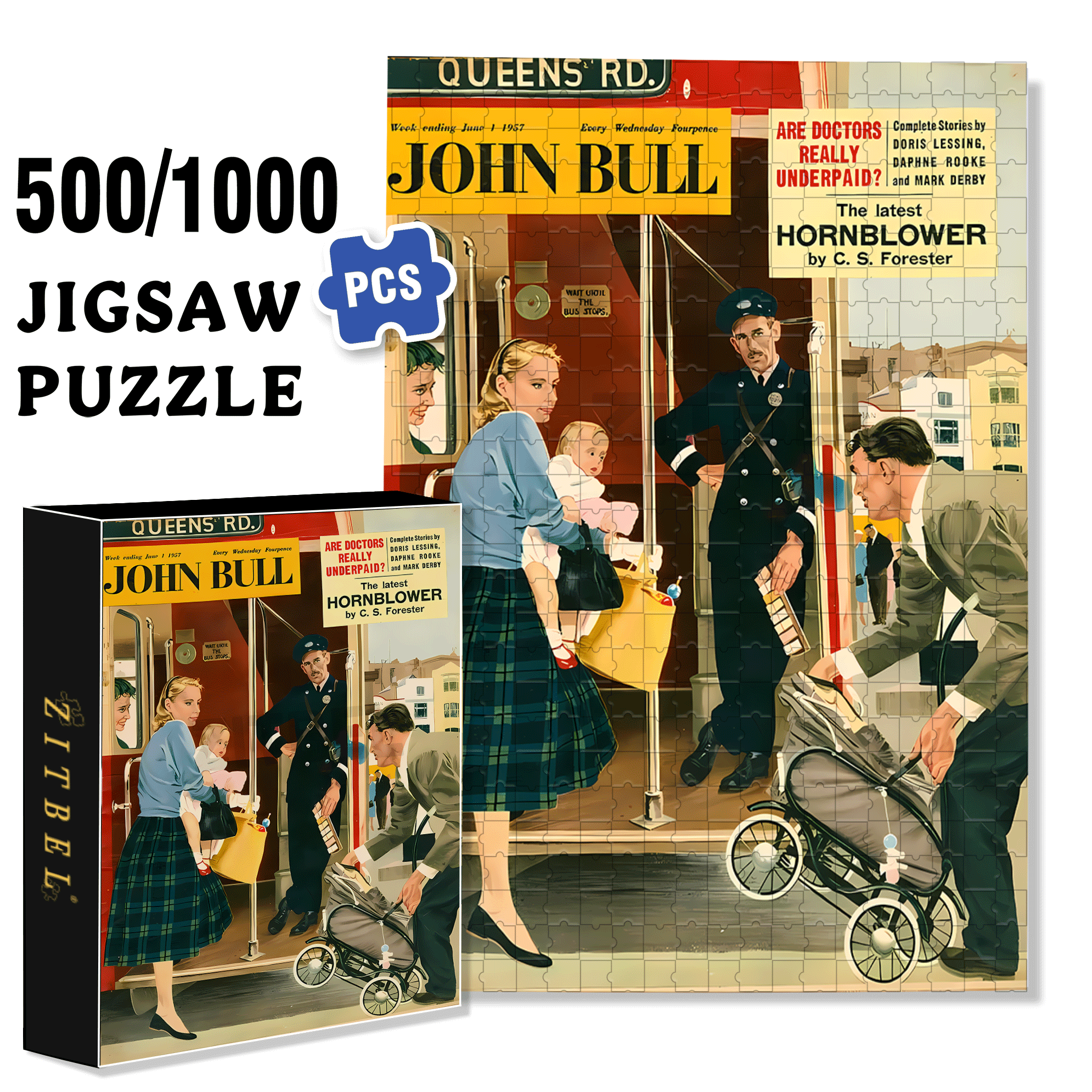 Take The Bus 500pcs/1000pcs Jigsaw Puzzle, Scratch-Resistant, Interactive Family Game & Brain-Boosting DIY Decor, Perfect for Halloween, Christmas & New Year Gifts, Family Puzzle Game