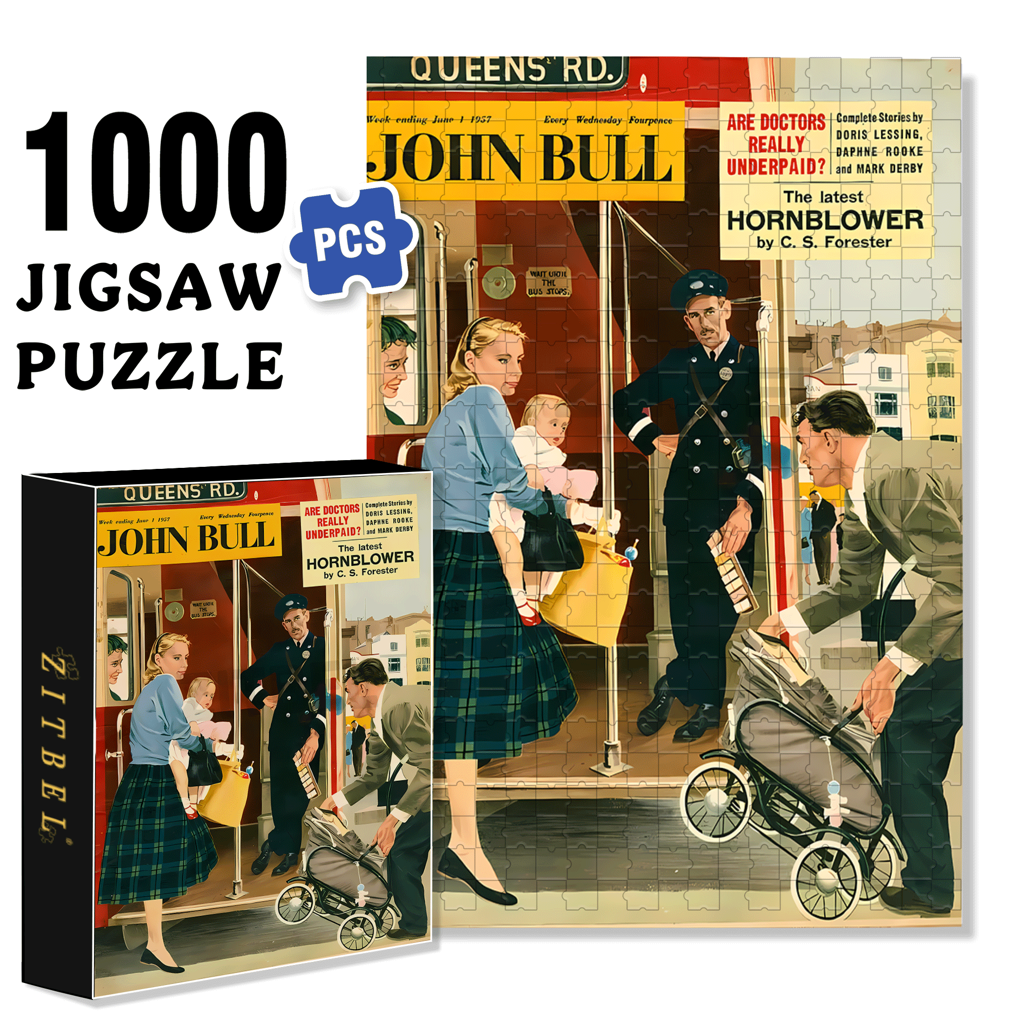 Take The Bus 500pcs/1000pcs Jigsaw Puzzle, Scratch-Resistant, Interactive Family Game & Brain-Boosting DIY Decor, Perfect for Halloween, Christmas & New Year Gifts, Family Puzzle Game