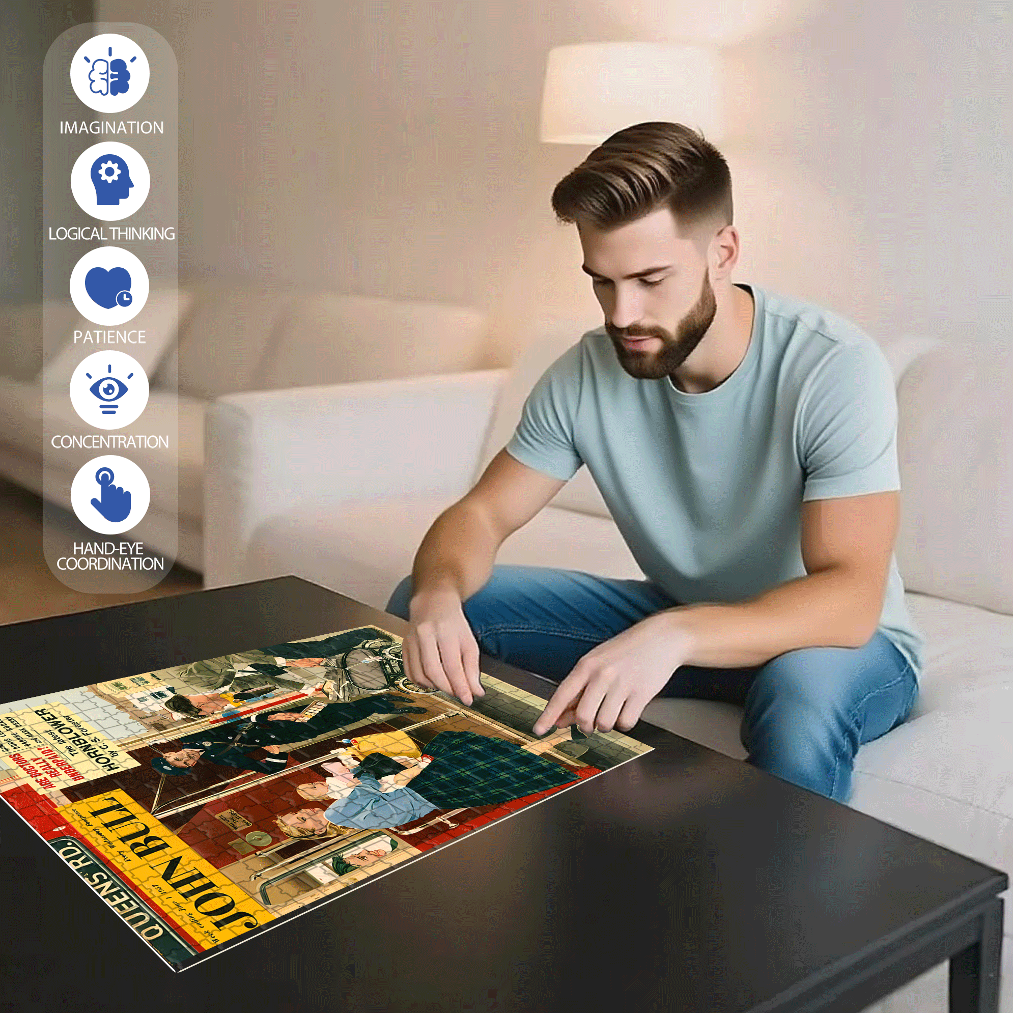 Take The Bus 500pcs/1000pcs Jigsaw Puzzle, Scratch-Resistant, Interactive Family Game & Brain-Boosting DIY Decor, Perfect for Halloween, Christmas & New Year Gifts, Family Puzzle Game