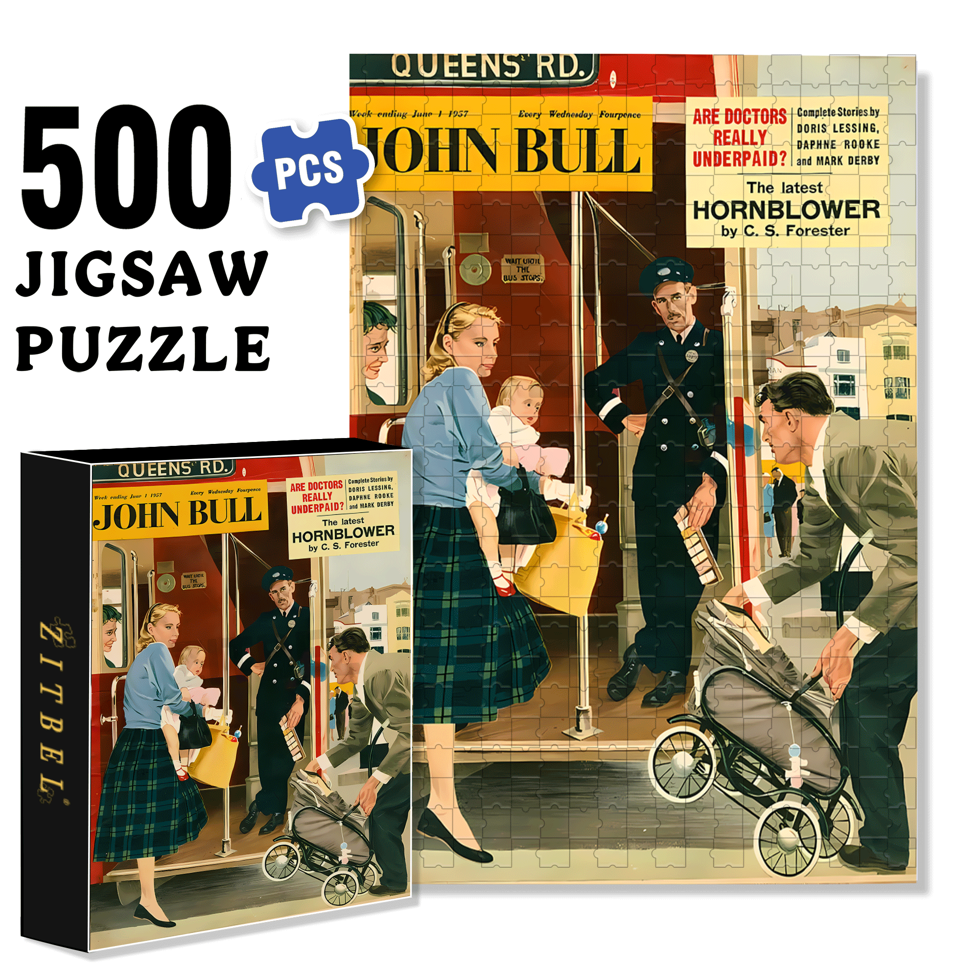 Take The Bus 500pcs/1000pcs Jigsaw Puzzle, Scratch-Resistant, Interactive Family Game & Brain-Boosting DIY Decor, Perfect for Halloween, Christmas & New Year Gifts, Family Puzzle Game