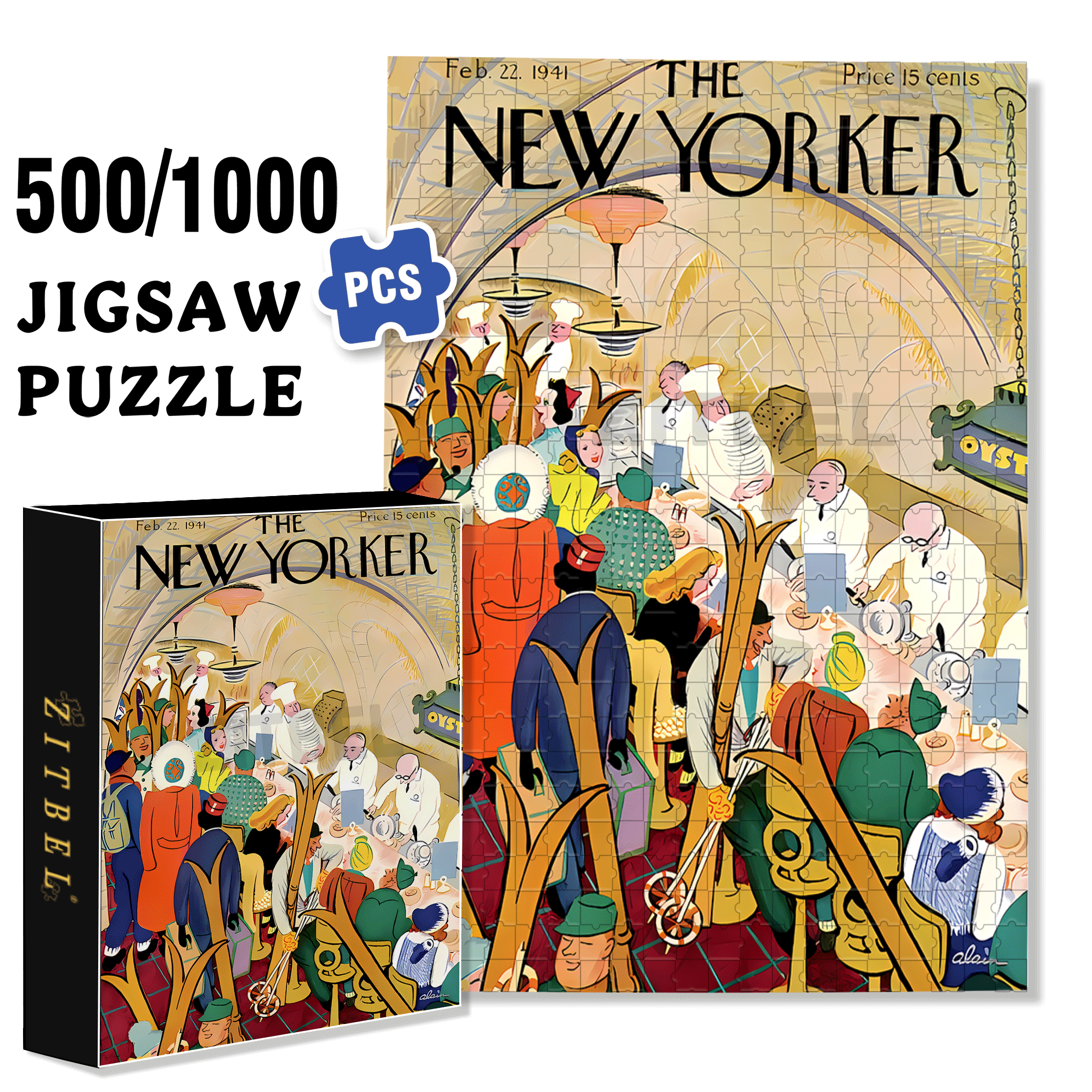 Tourist Restaurant 500pcs/1000pcs Jigsaw Puzzle, Scratch-Resistant, Interactive Family Game & Brain-Boosting DIY Decor, Perfect for Halloween, Christmas & New Year Gifts, Family Puzzle Game